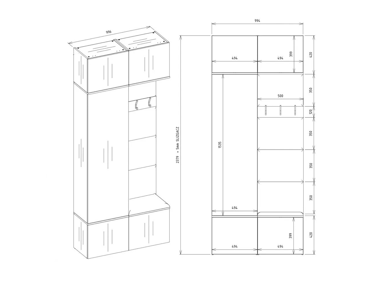 Meuble d'entrée Domtori 100 (Blanc)