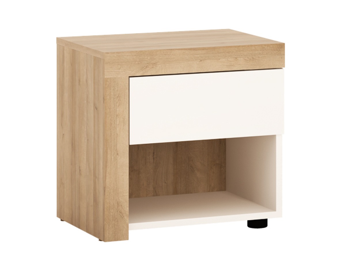 Table de chevet Feldeli 113 (Riviera chêne + Blanc brillant)