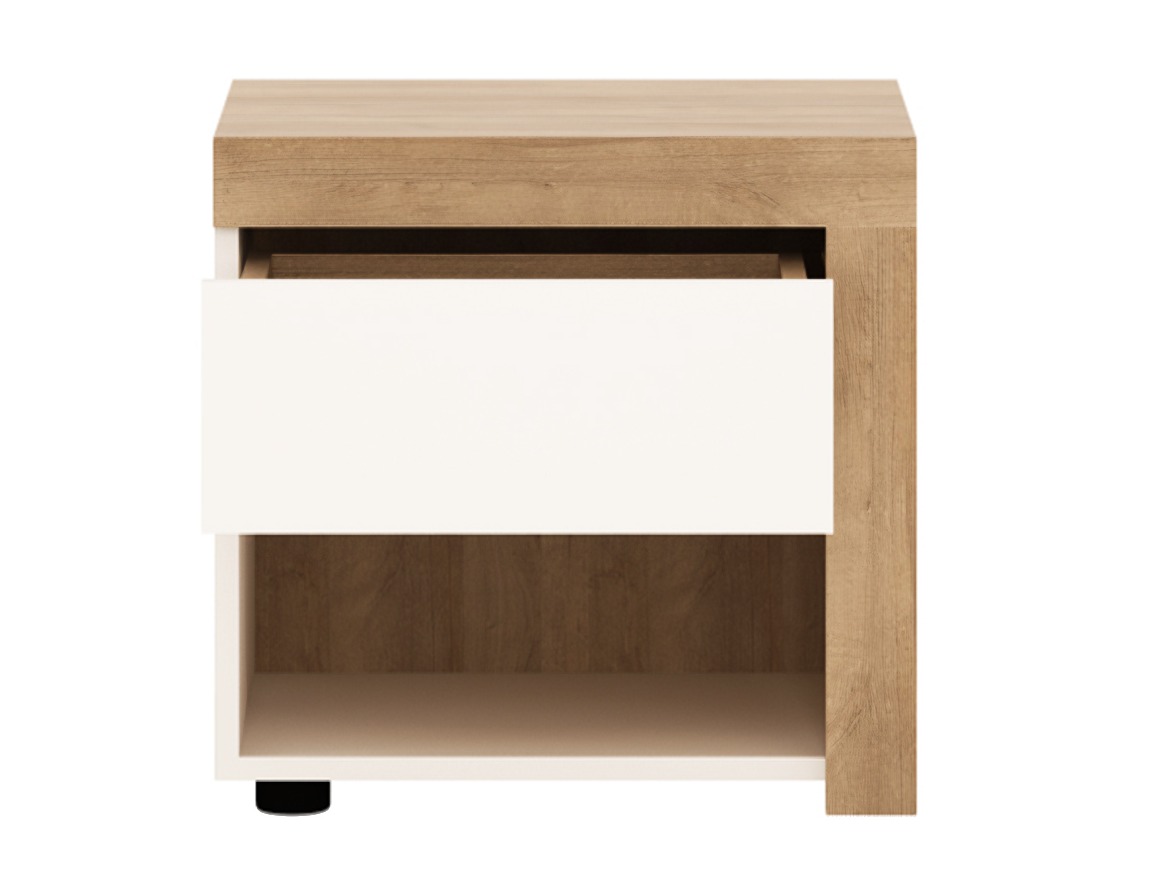 Table de chevet Feldeli 113 (Riviera chêne + Blanc brillant)
