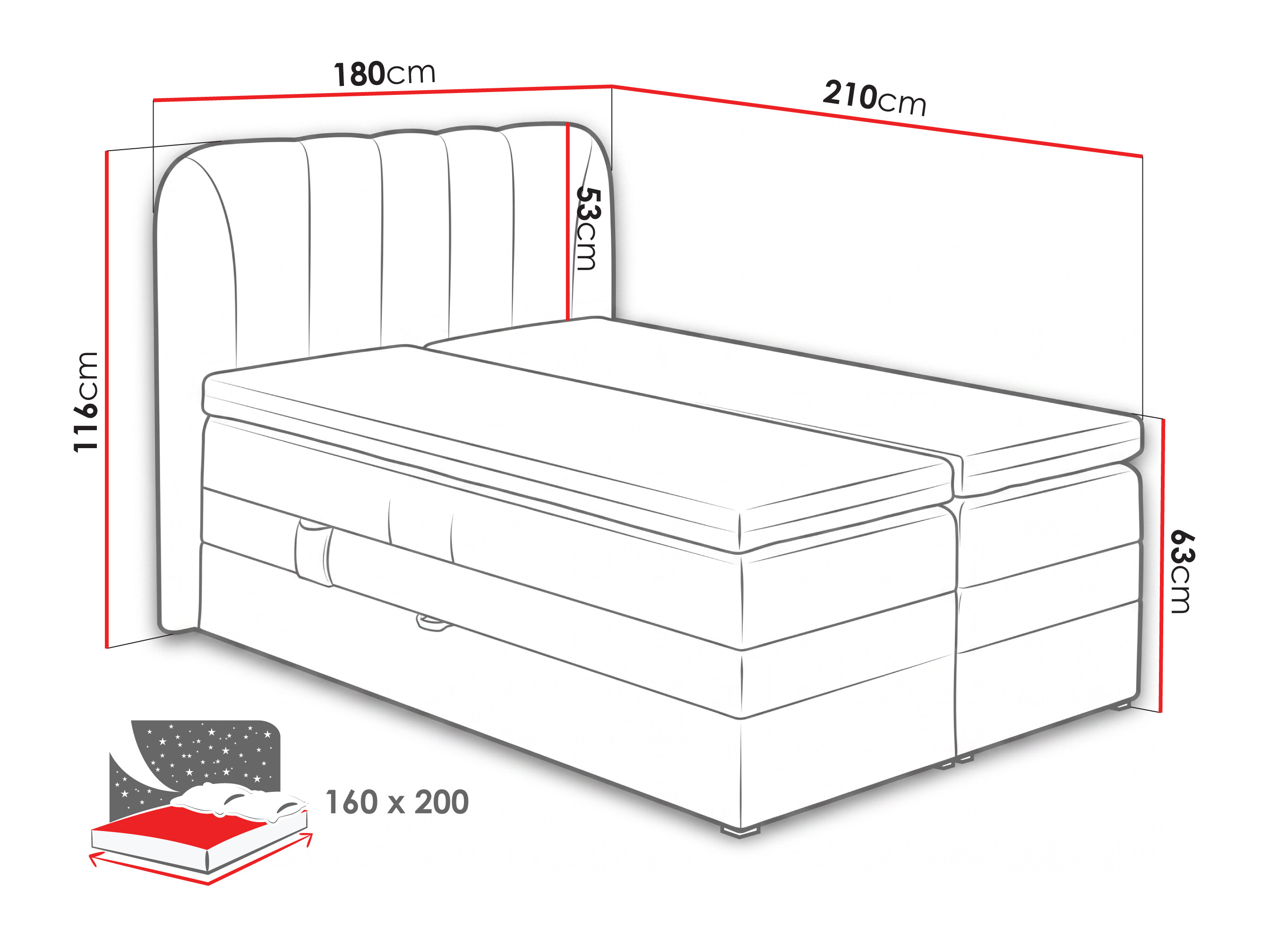 Lit boxspring Norman 127 (Gris clair)