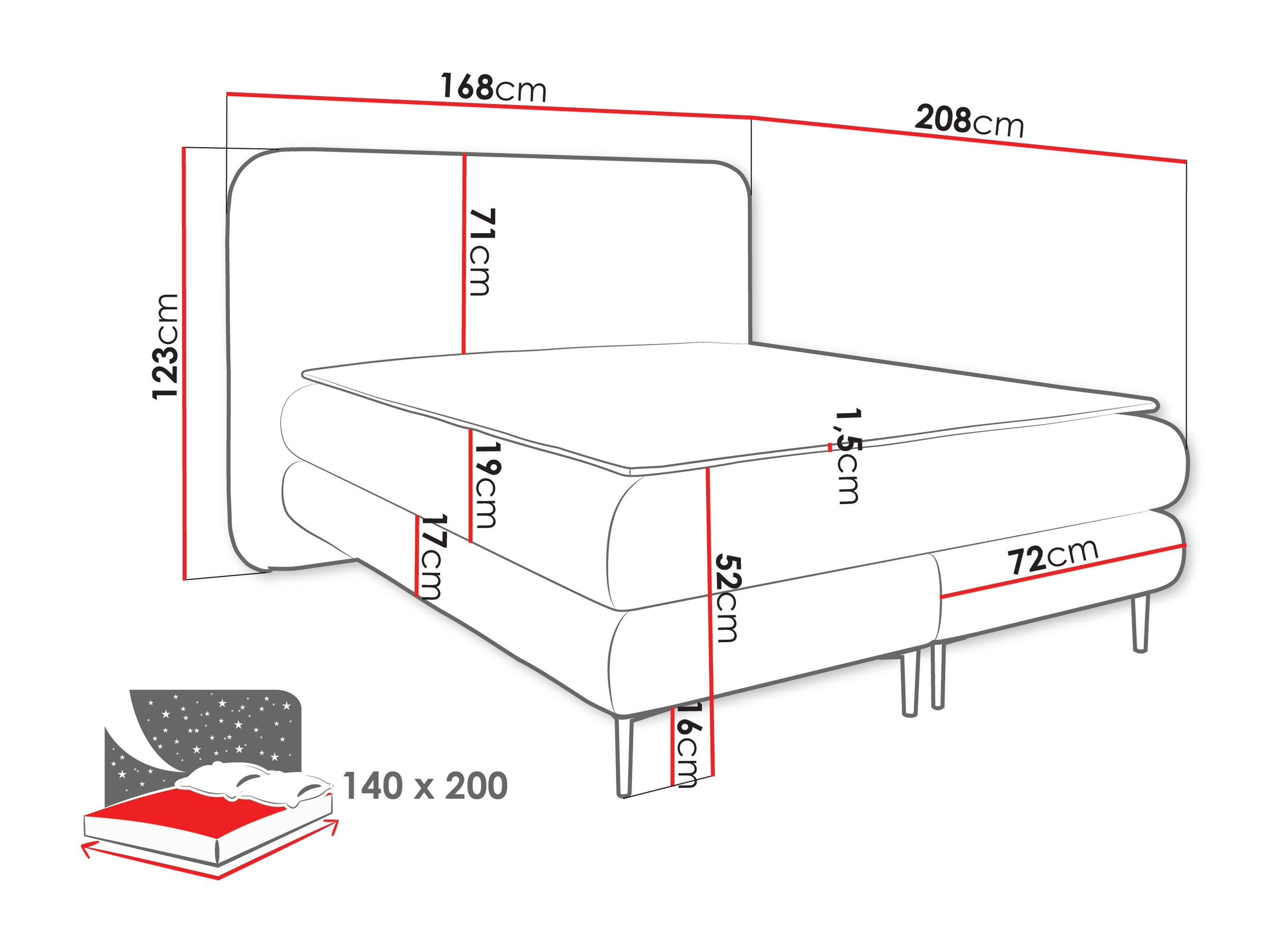 Lit boxspring Fructis (Nazar 225.01)