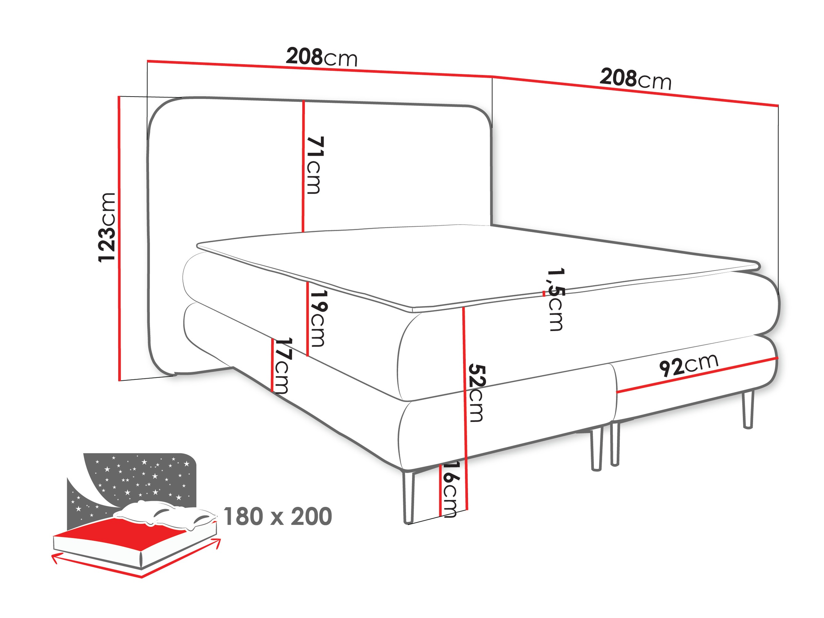 Lit boxspring Fructis (Nazar 225.01)
