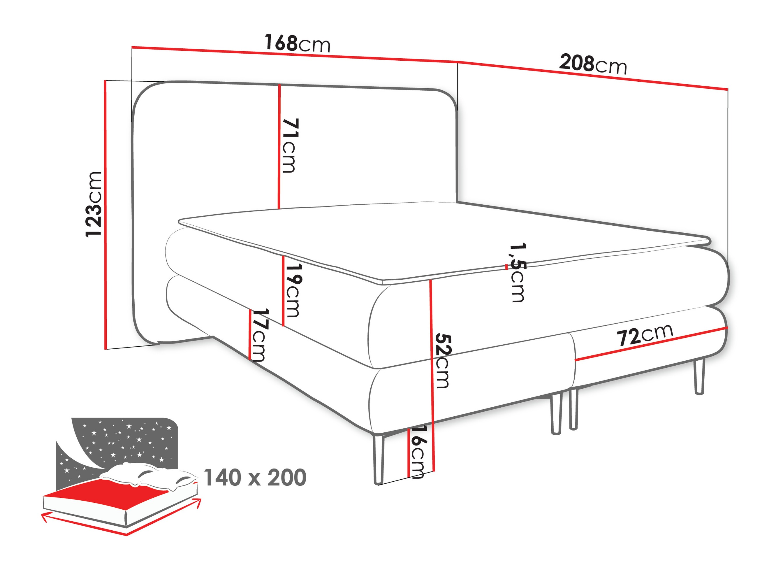 Lit boxspring Fructis (Nazar 225.02)