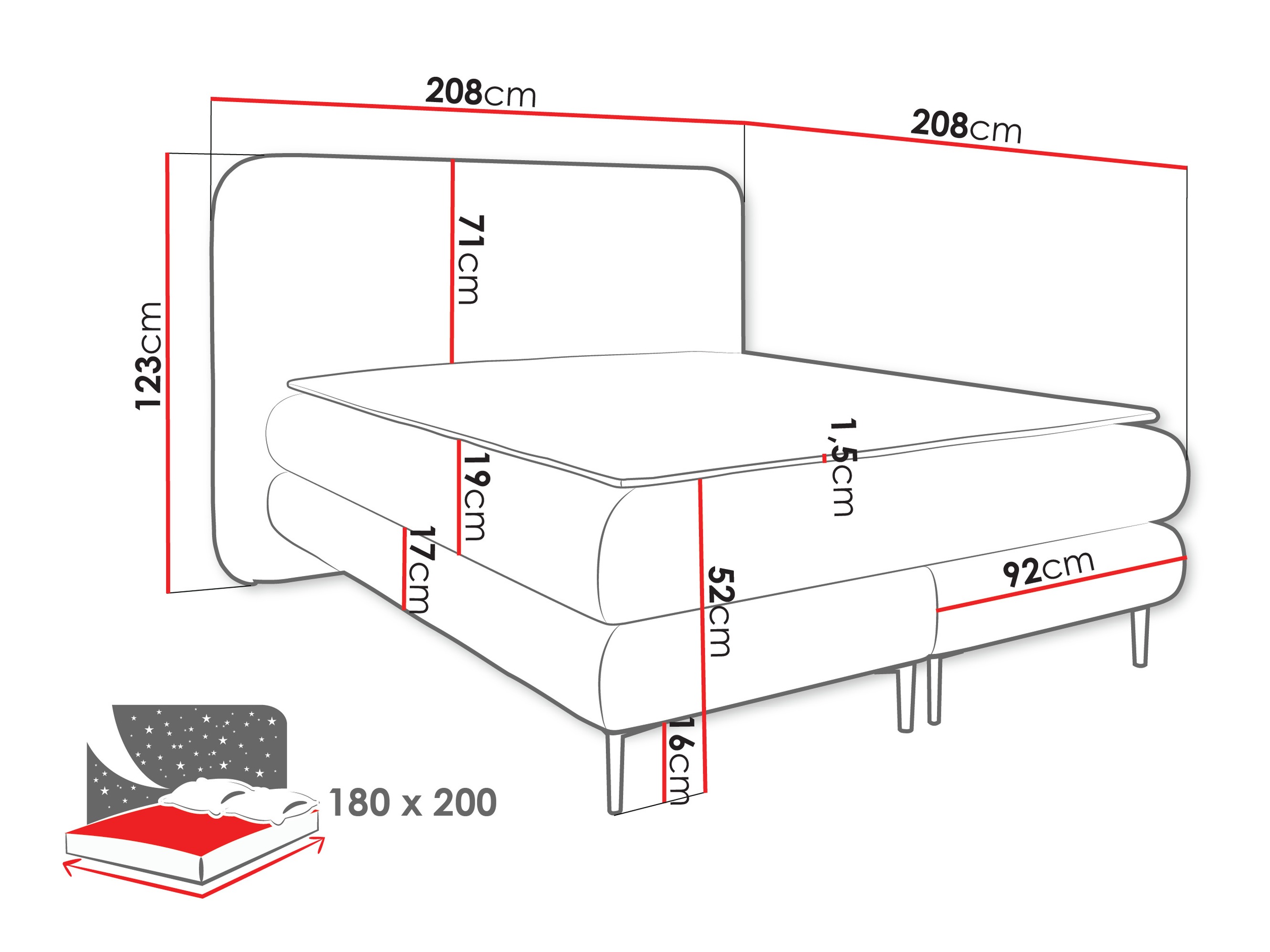 Lit boxspring Fructis (Nazar 225.02)