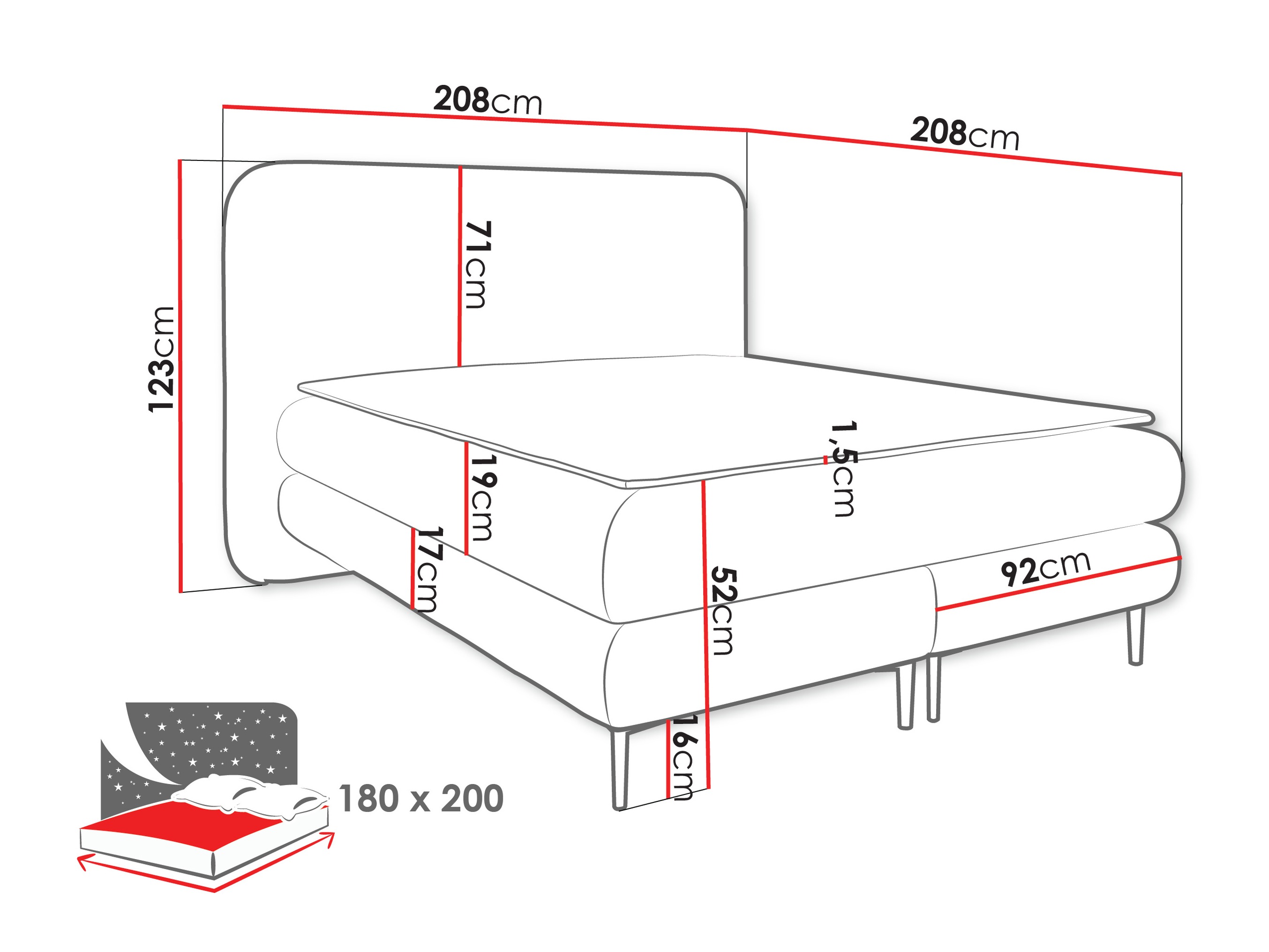 Lit boxspring Fructis (Nazar 225.03)