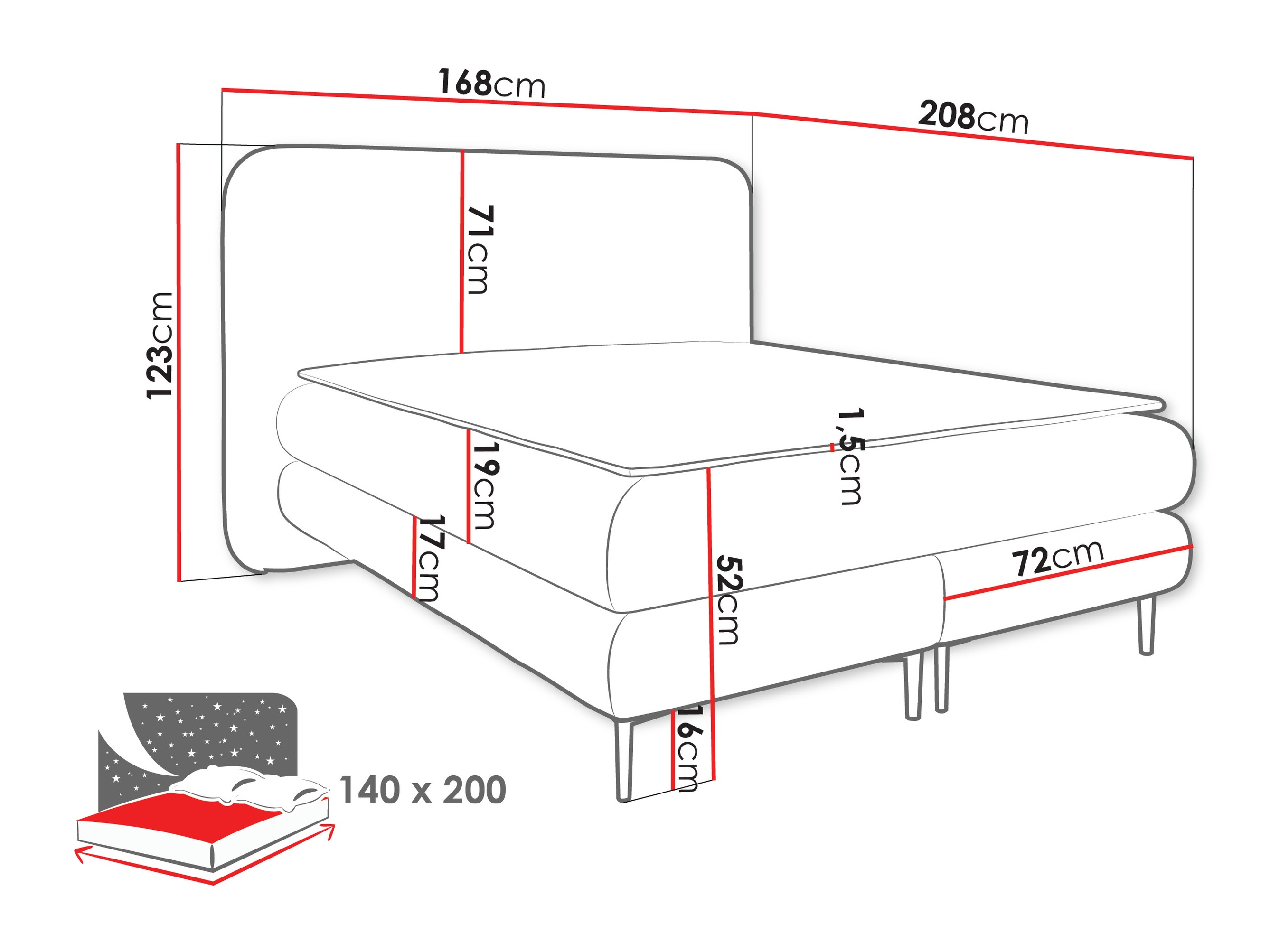 Lit boxspring Fructis (Nazar 225.05)