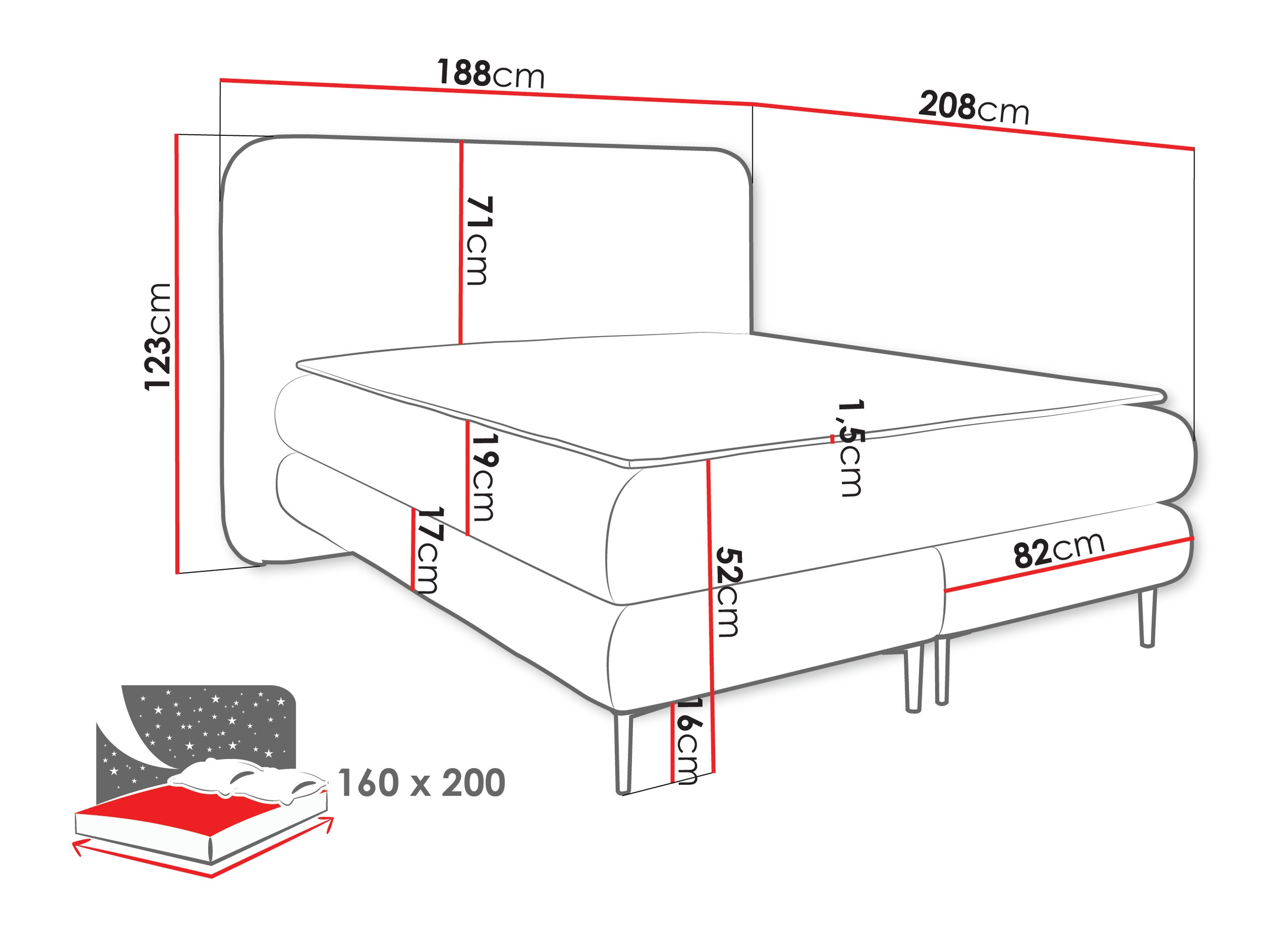 Lit boxspring Fructis (Nazar 225.05)