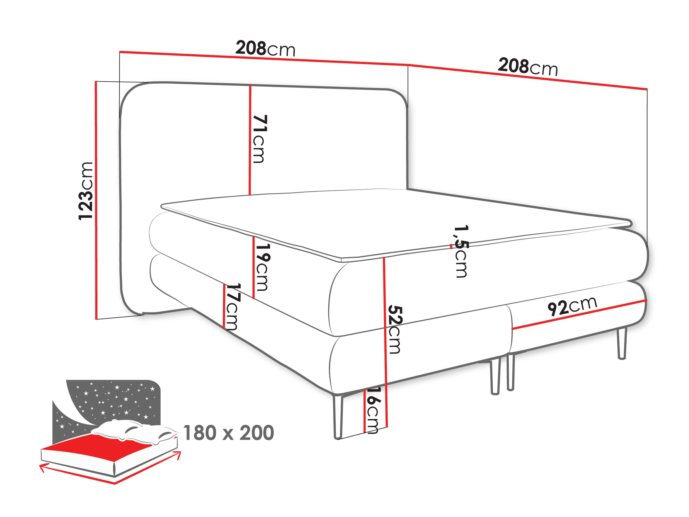 Lit boxspring Fructis (Nazar 225.06)