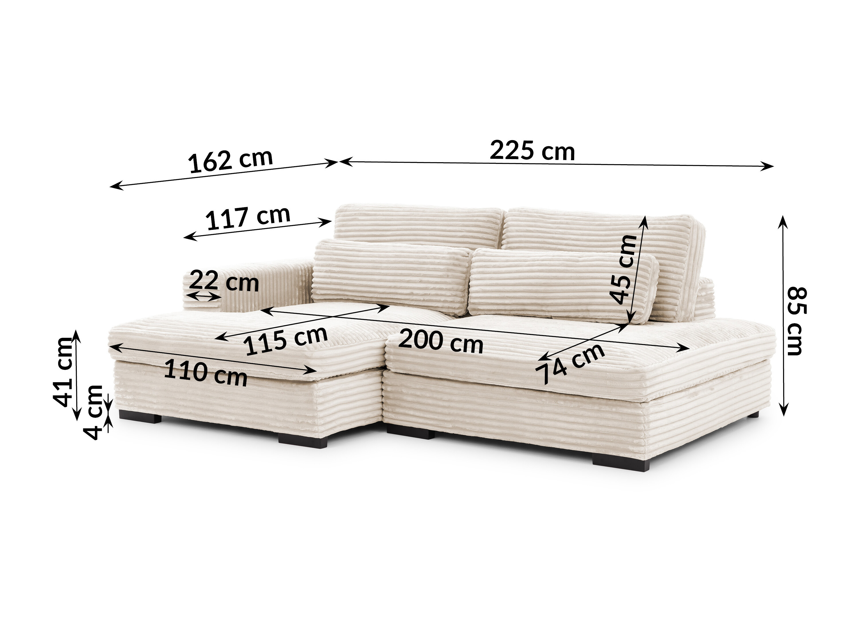 Canapé d'angle Rocklin 225 (Tilia 01)