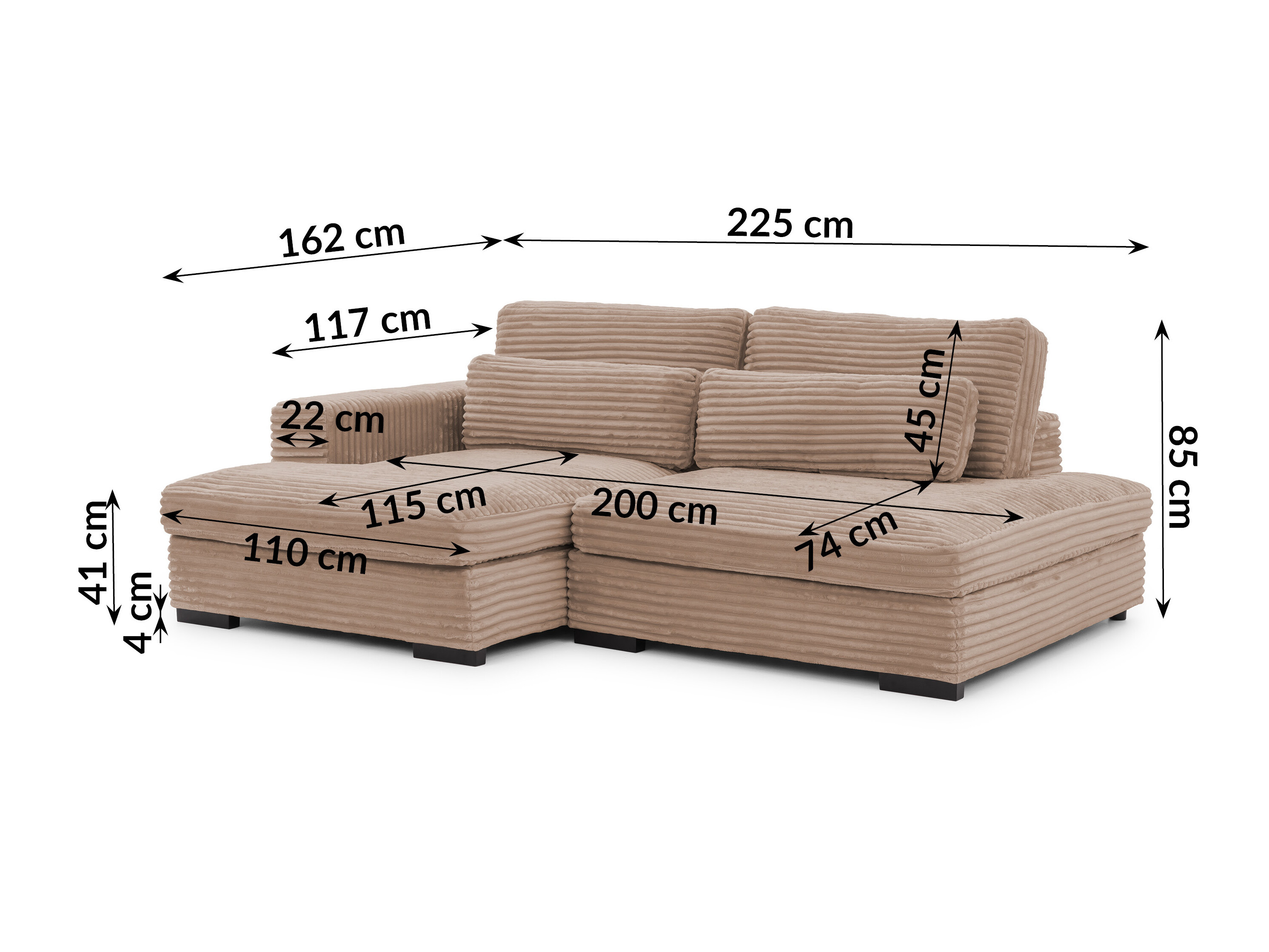 Canapé d'angle Rocklin 225 (Tilia 17)