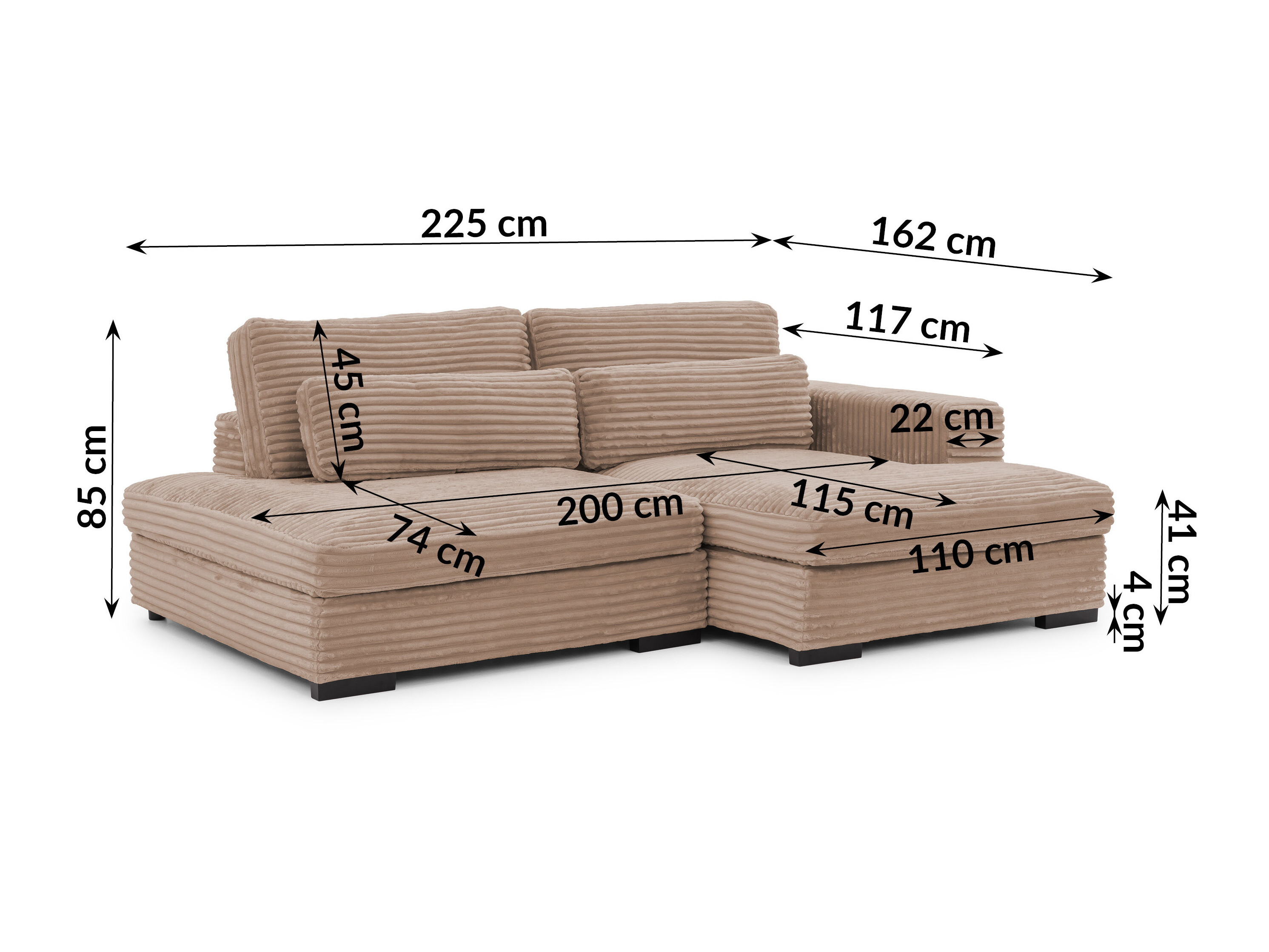 Canapé d'angle Rocklin 225 (Tilia 17)