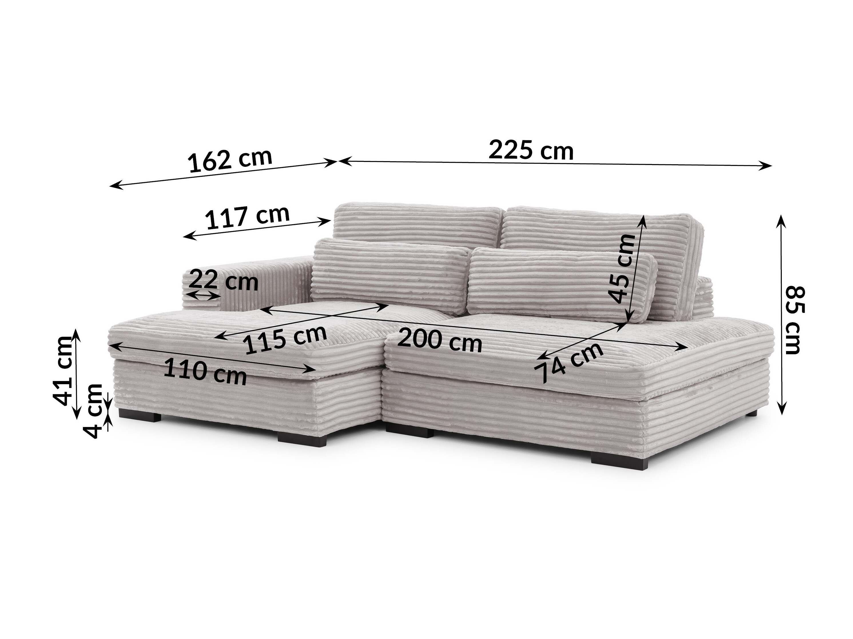 Canapé d'angle Rocklin 225 (Tilia 86)
