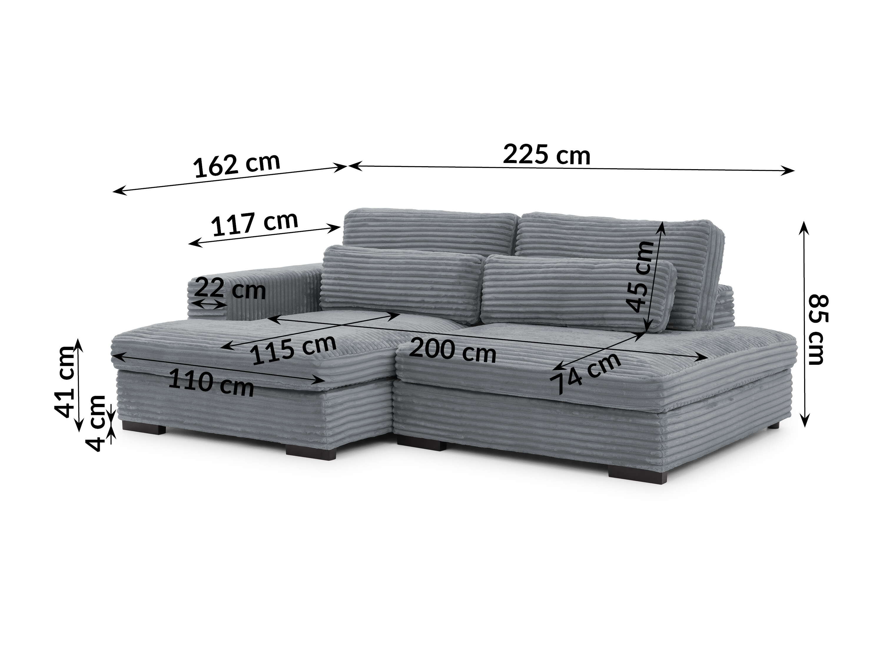 Canapé d'angle Rocklin 225 (Tilia 90)
