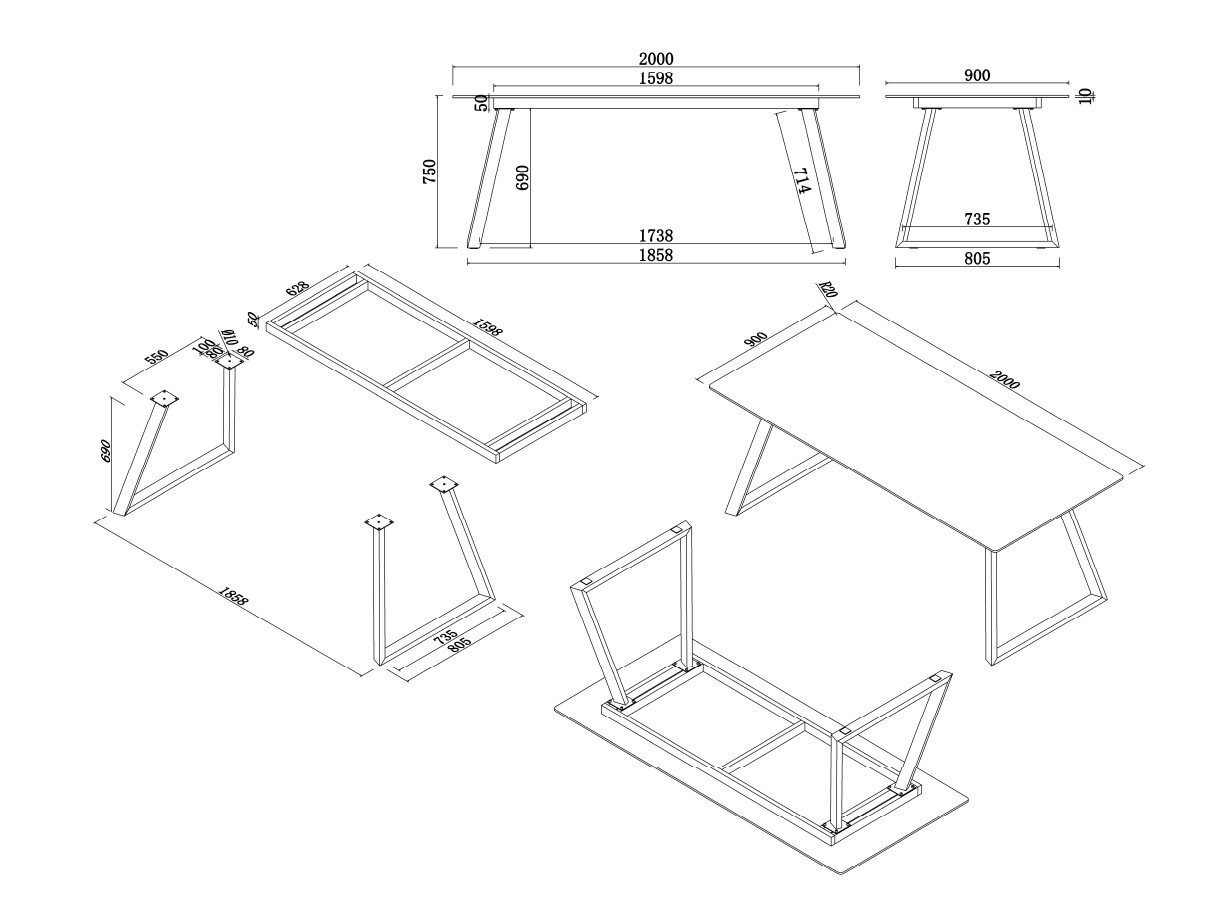 Table Dallas 5355 (Gris + Noir)