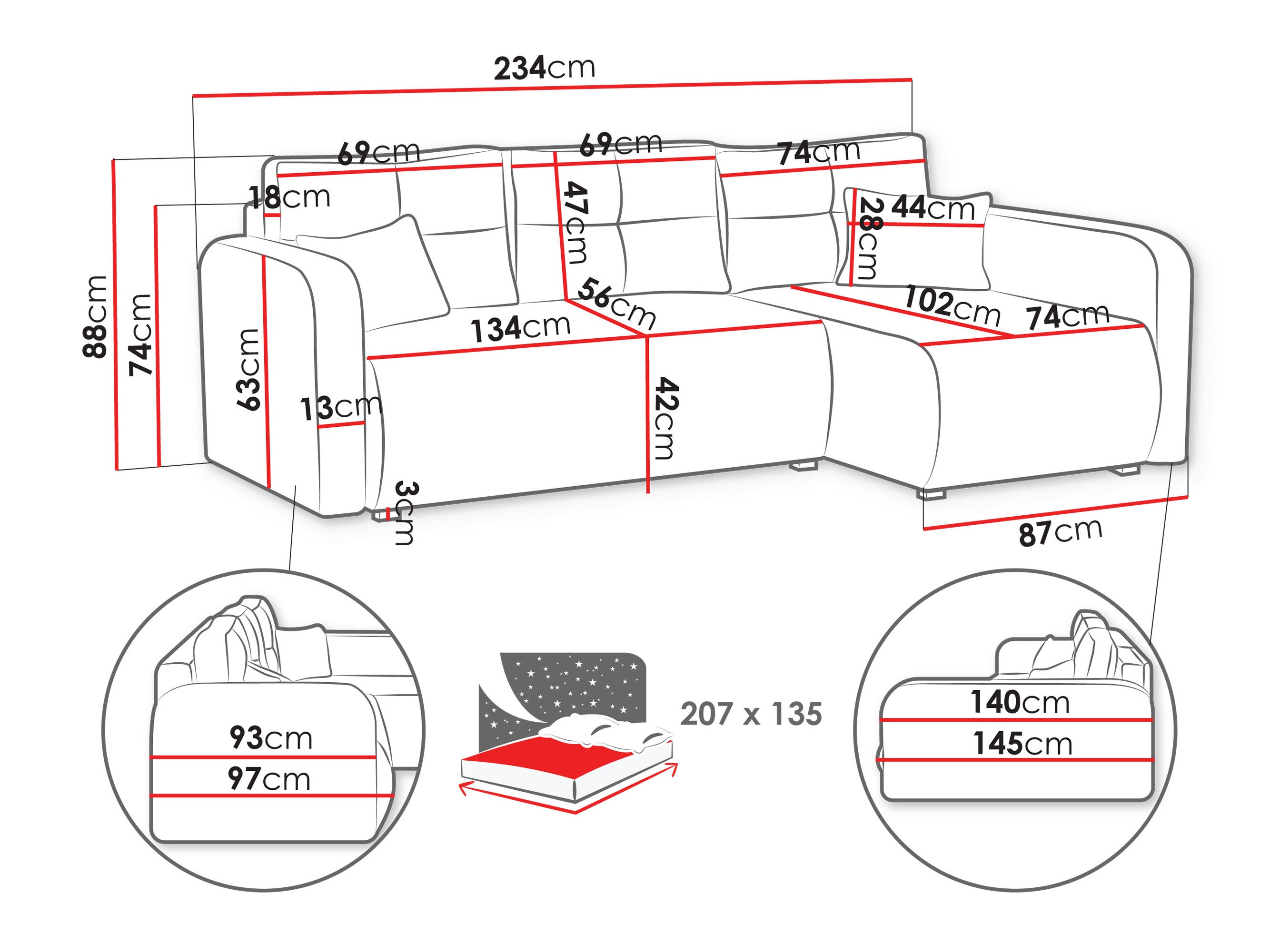 Canapé d'angle Delano 100 (Poso 110)