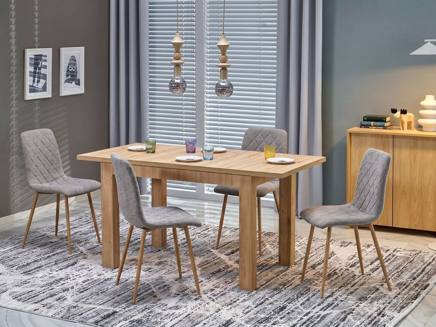 Chaise Houston 1731 (Gris + Clair bois)