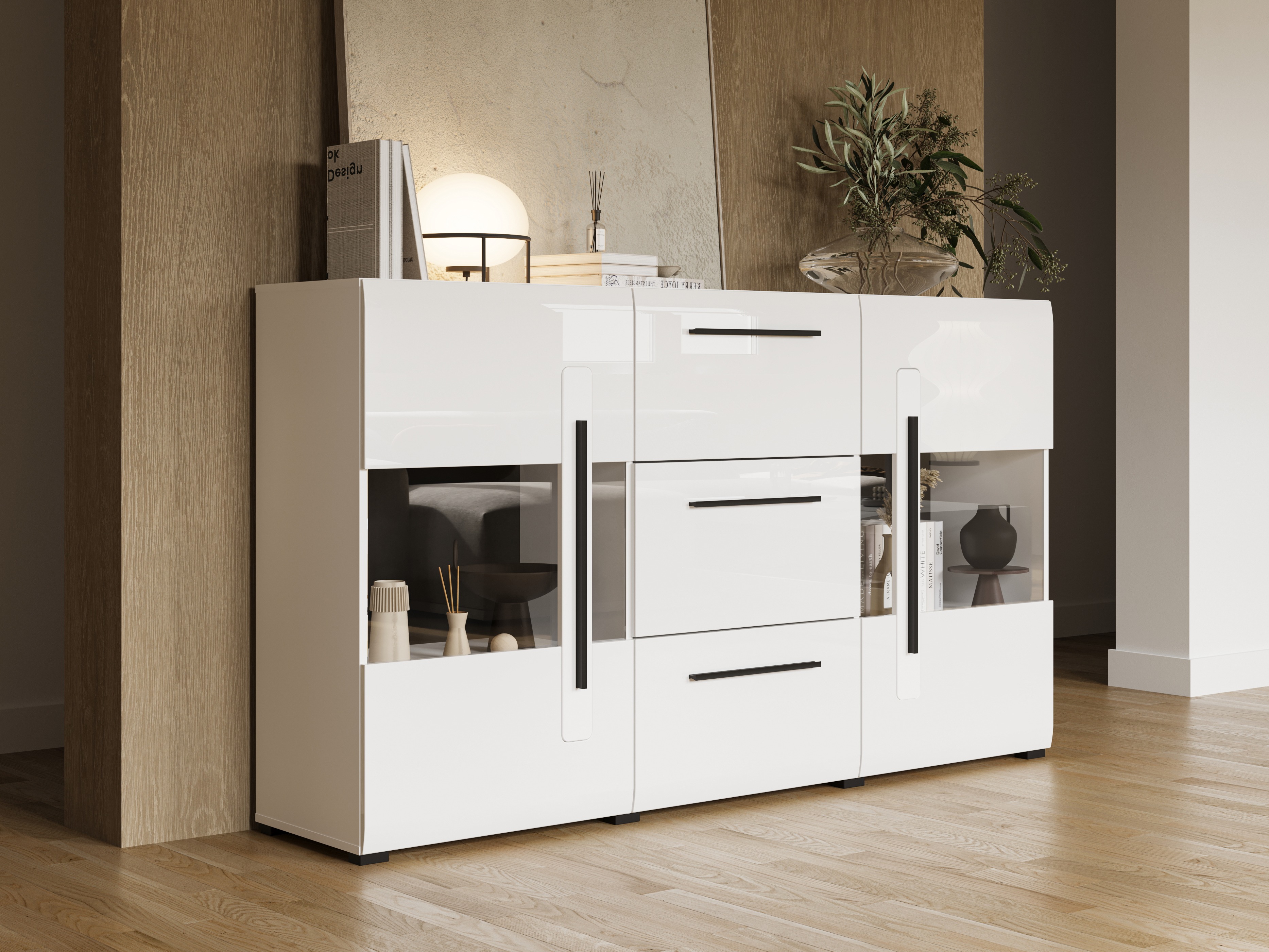 Commode Ophsalu 106 (Blanc + Blanc brillant)