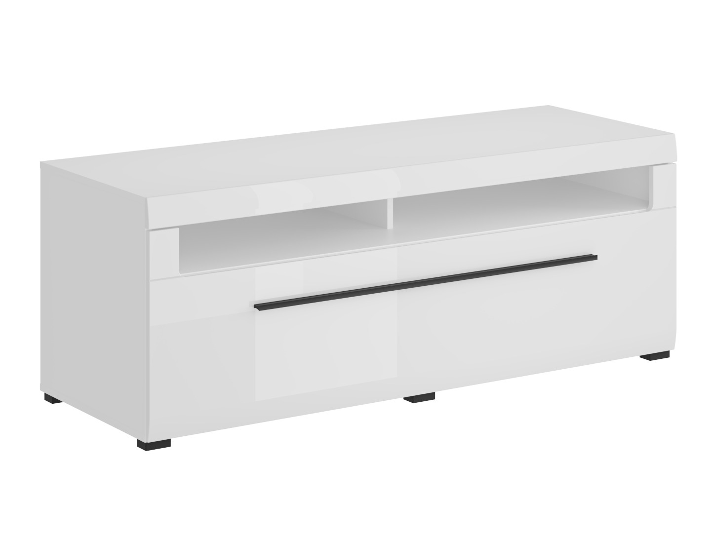 Meuble TV Ophsalu 103 (Blanc + Blanc brillant)