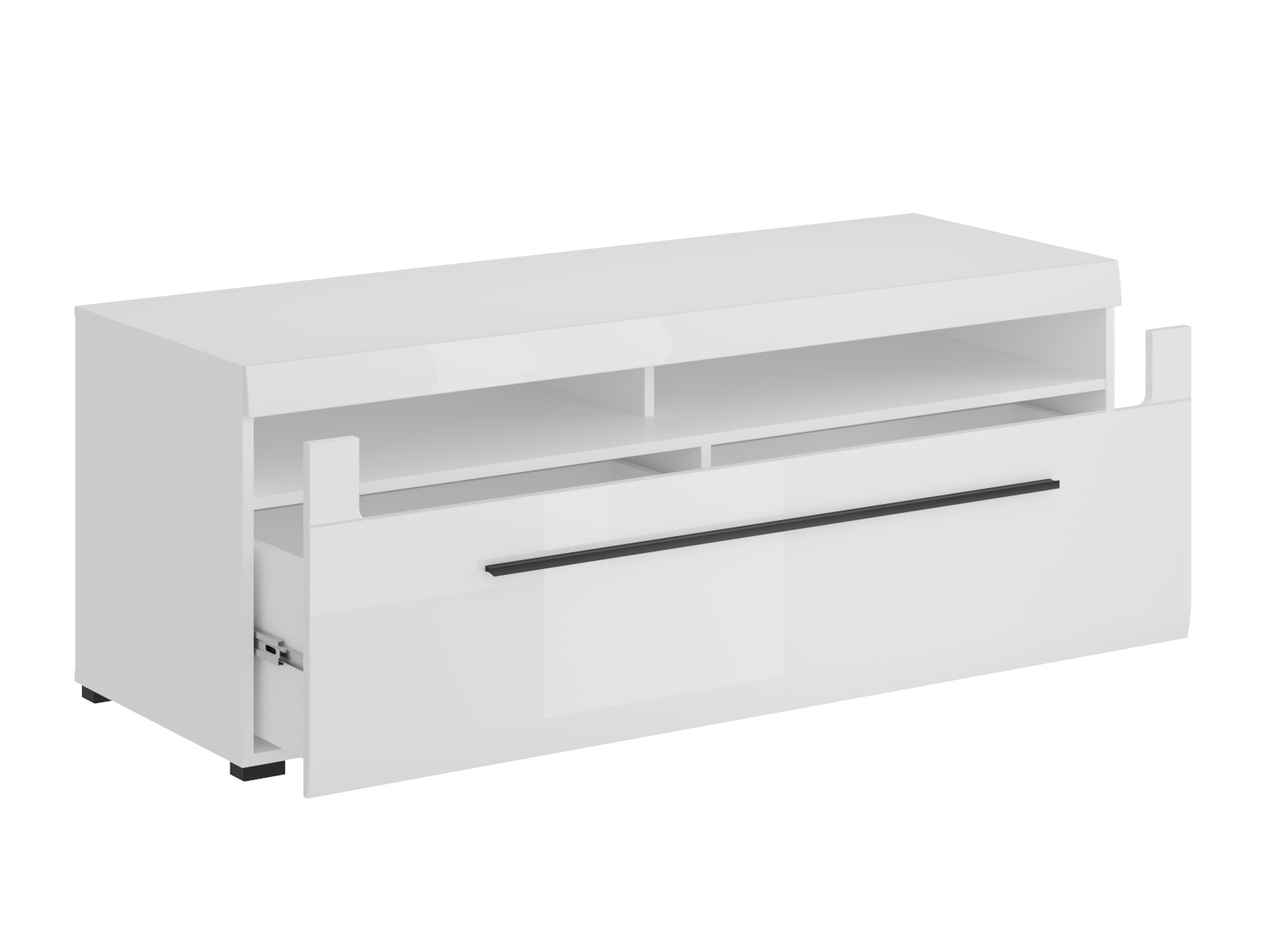 Meuble TV Ophsalu 103 (Blanc + Blanc brillant)