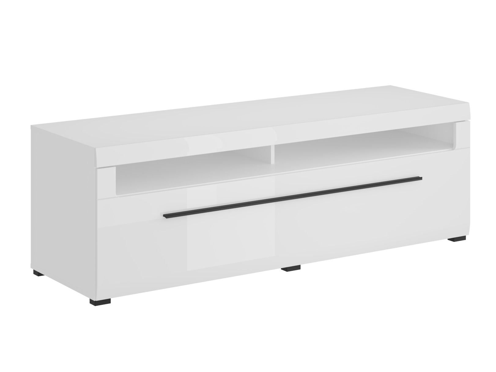 Meuble TV Ophsalu 104 (Blanc + Blanc brillant)