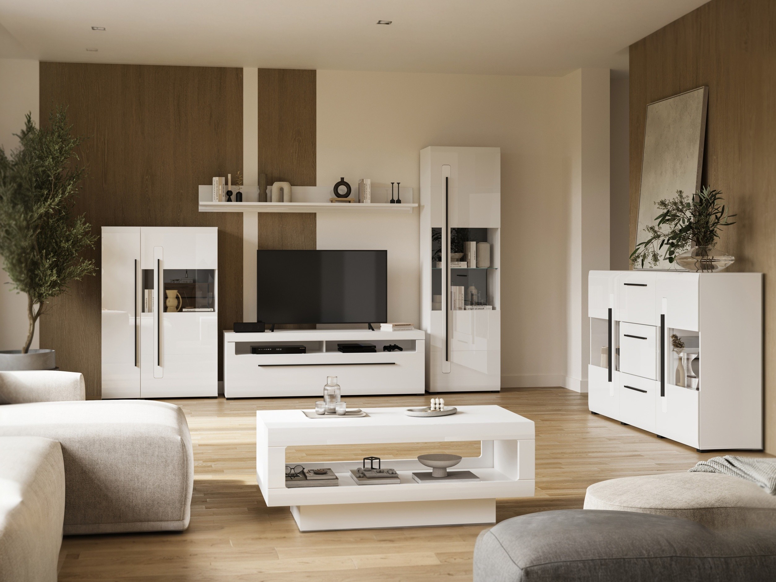 Table basse Ophsalu 102 (Blanc + Blanc brillant)