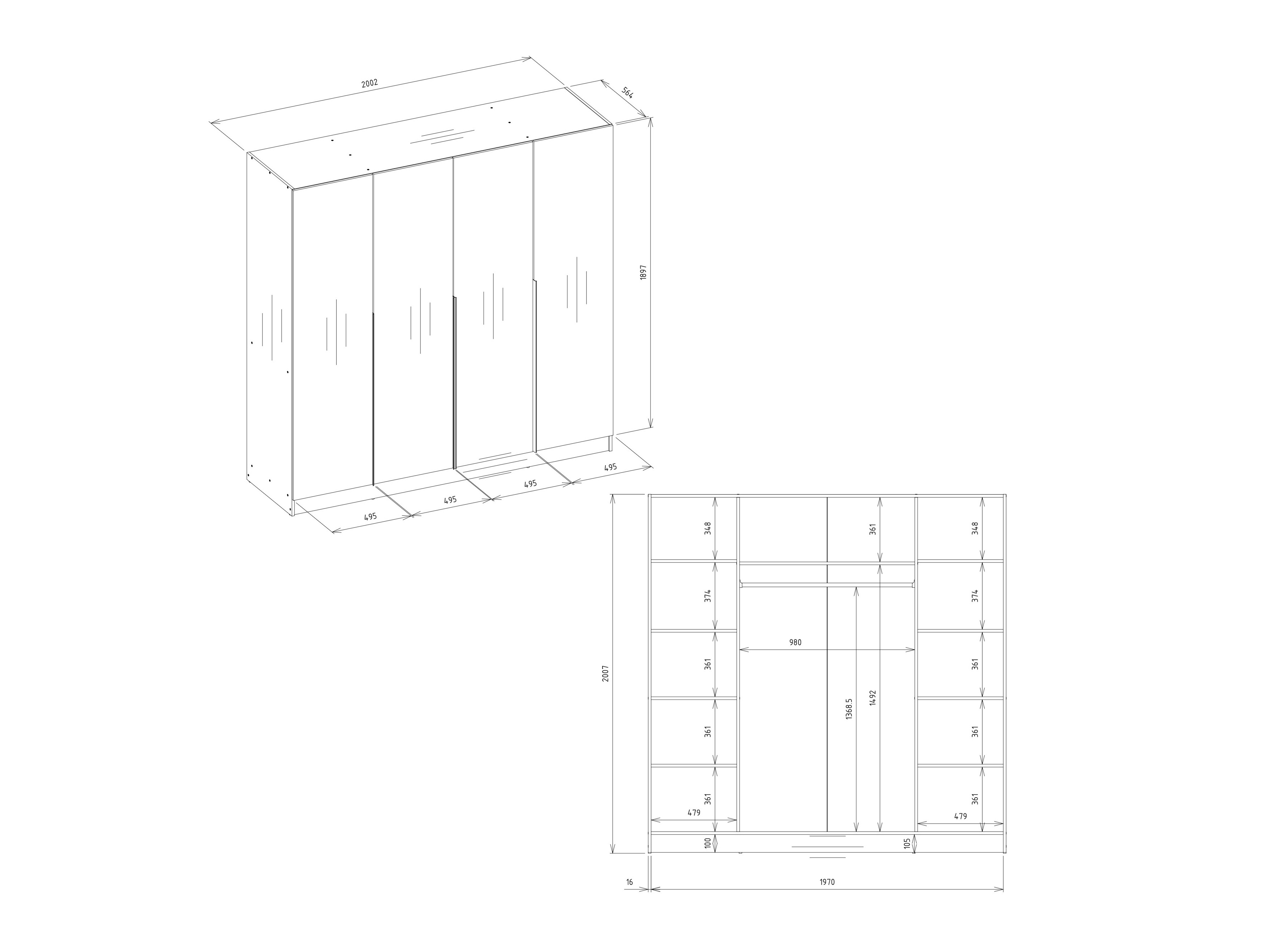 Armoire Mandeville 400 (Cachemire + Noir)