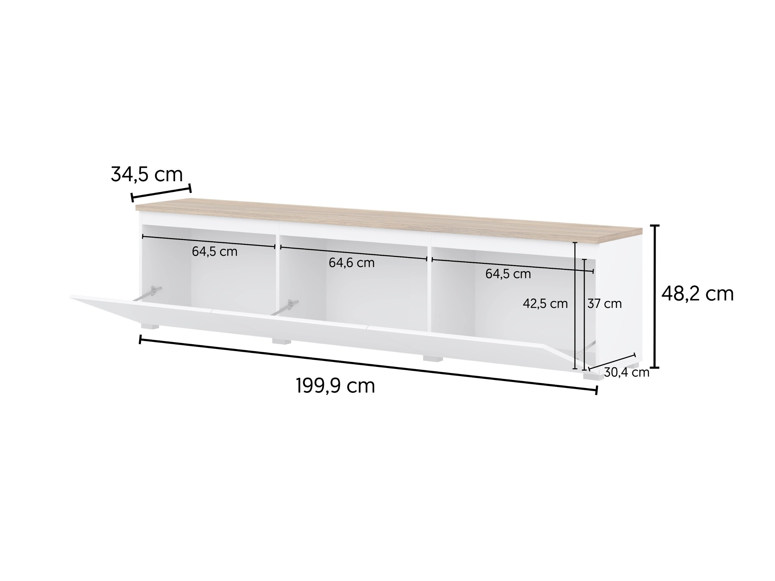 Meuble TV Baletu 113 (Blanc + Chêne)