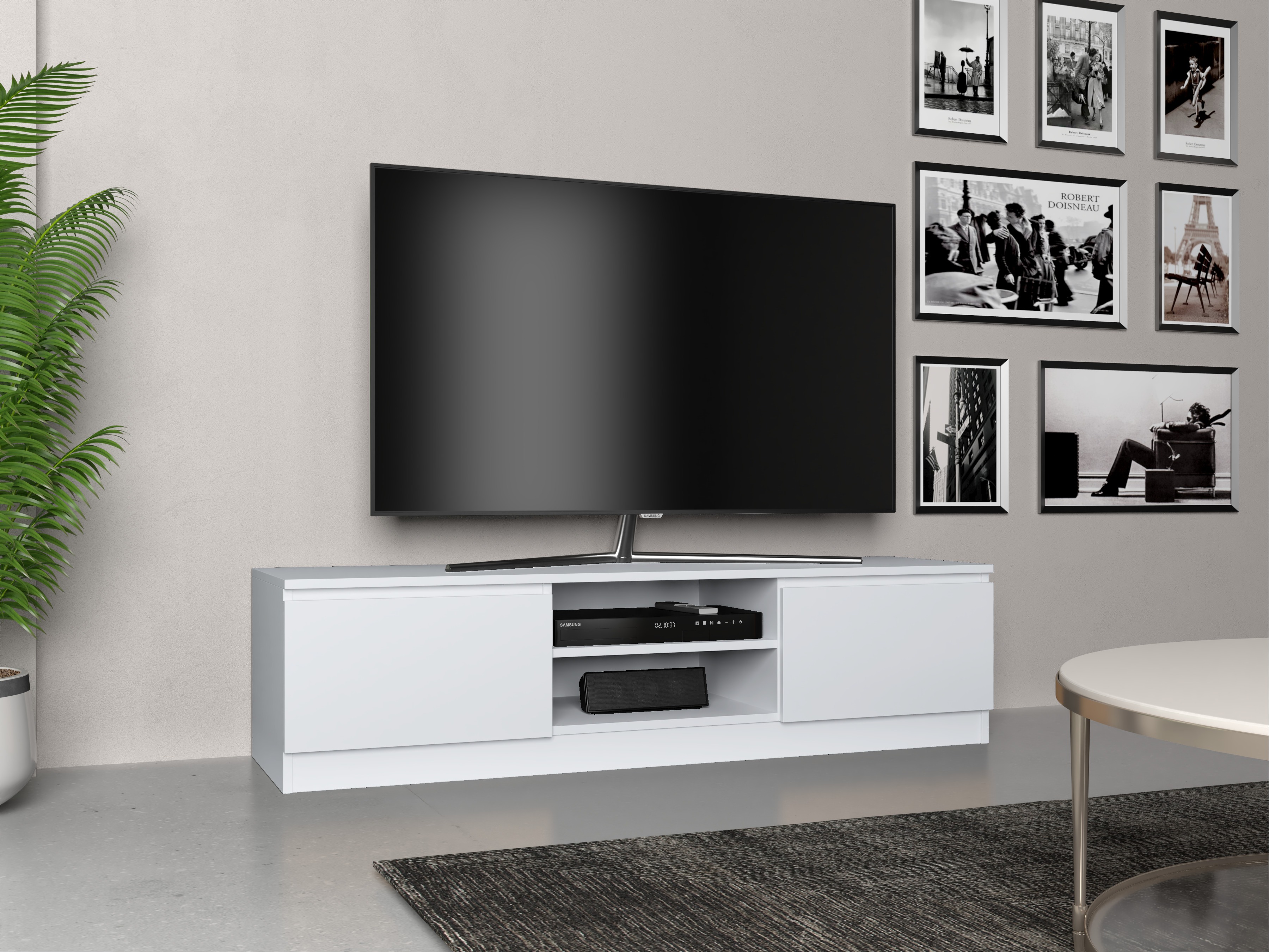 Meuble TV Elbvelu 125 (Blanc)