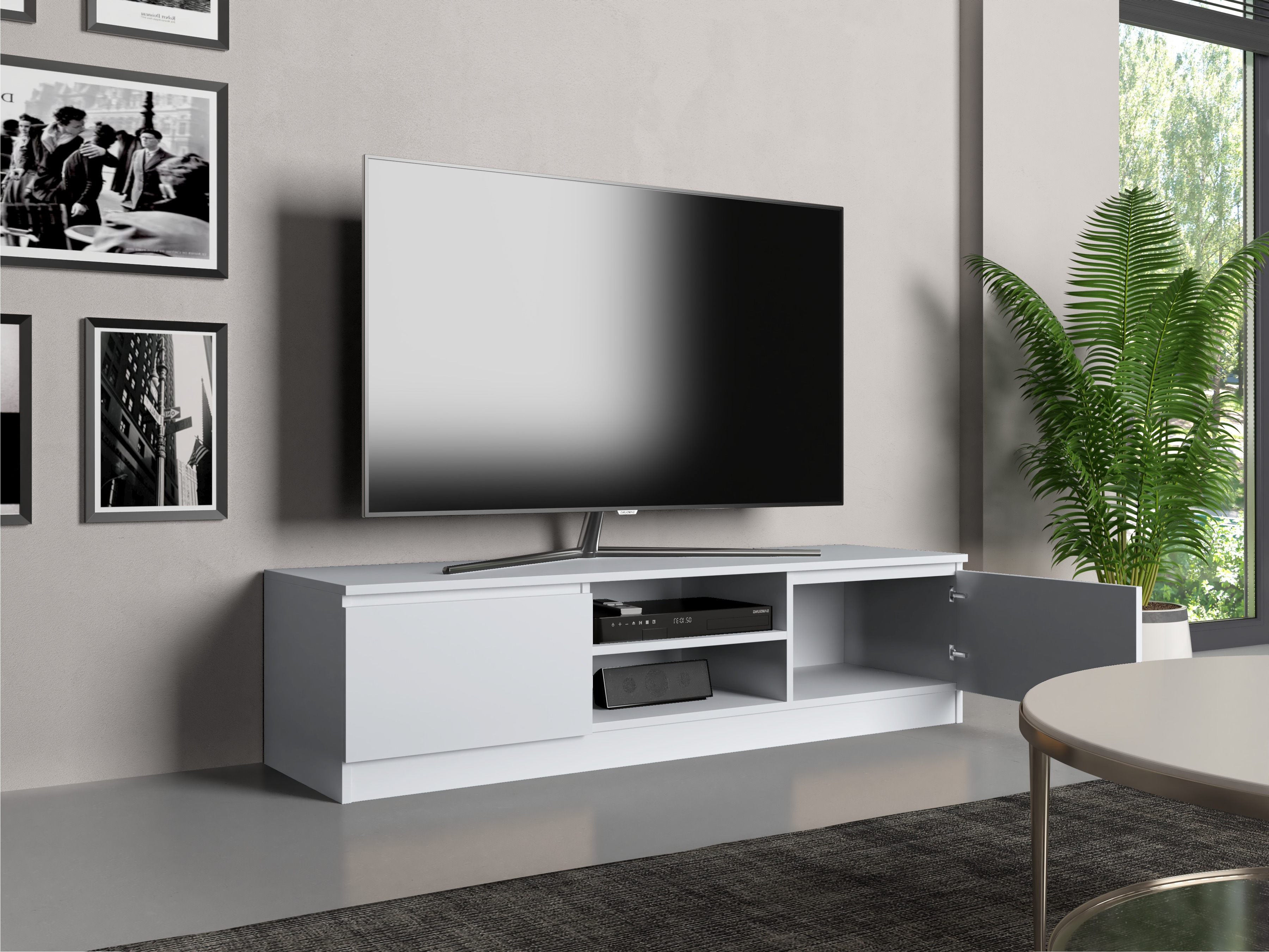 Meuble TV Elbvelu 125 (Blanc)