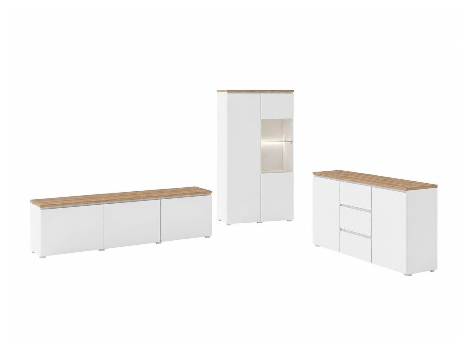 Ensemble de salon Baletu 114 (Blanc + Chêne)
