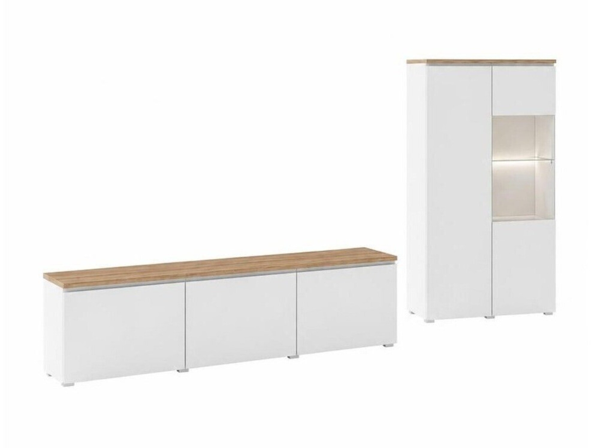 Ensemble de salon Baletu 114 (Blanc + Chêne)