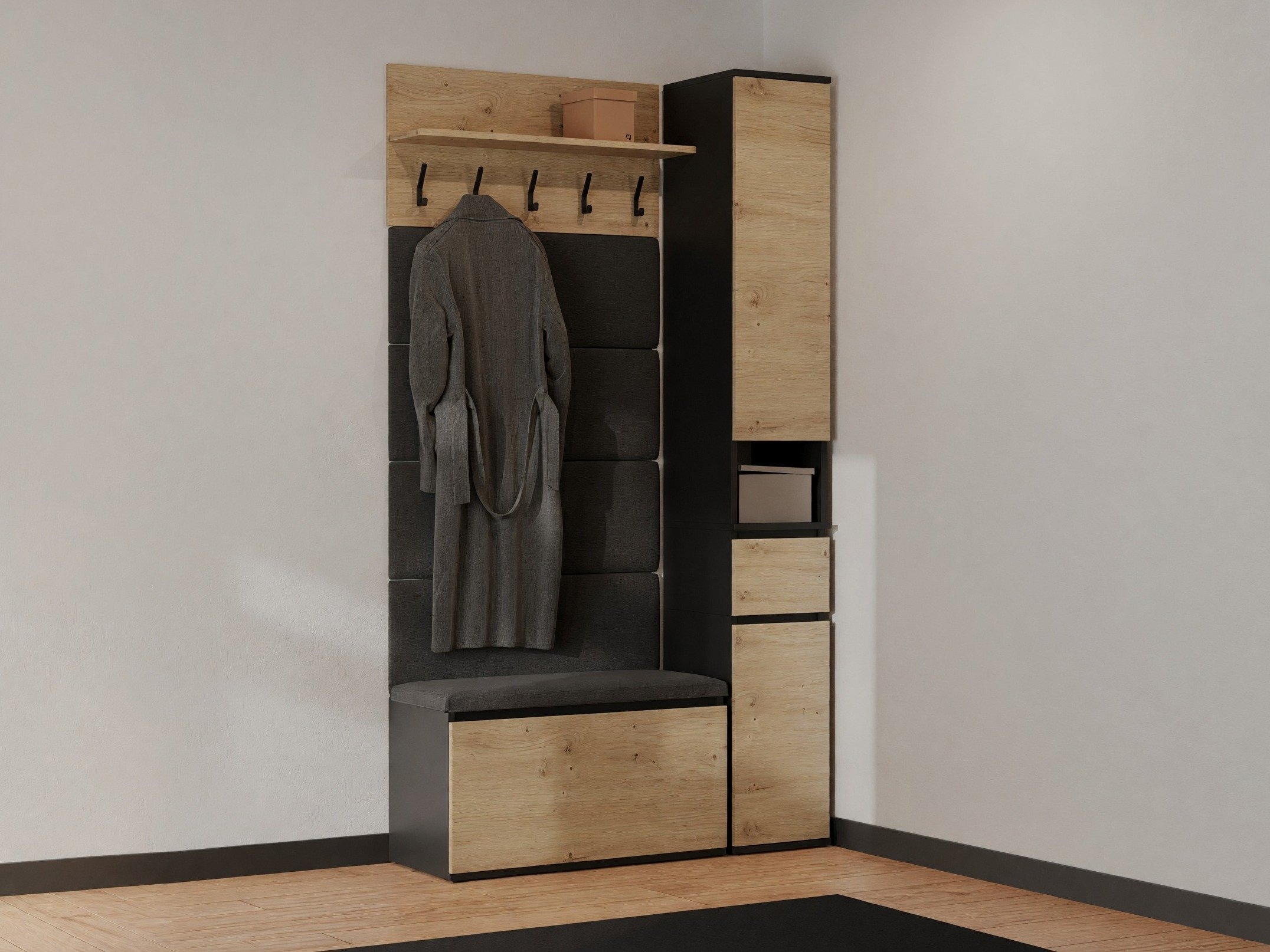 Meuble d'entrée Mandeville 404 (Chêne Artisan + Noir)