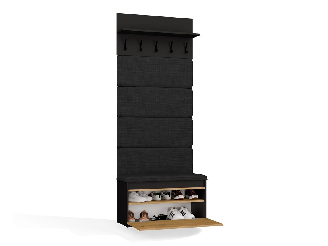 Meuble d'entrée Mandeville 404 (Noir + Chêne Artisan)