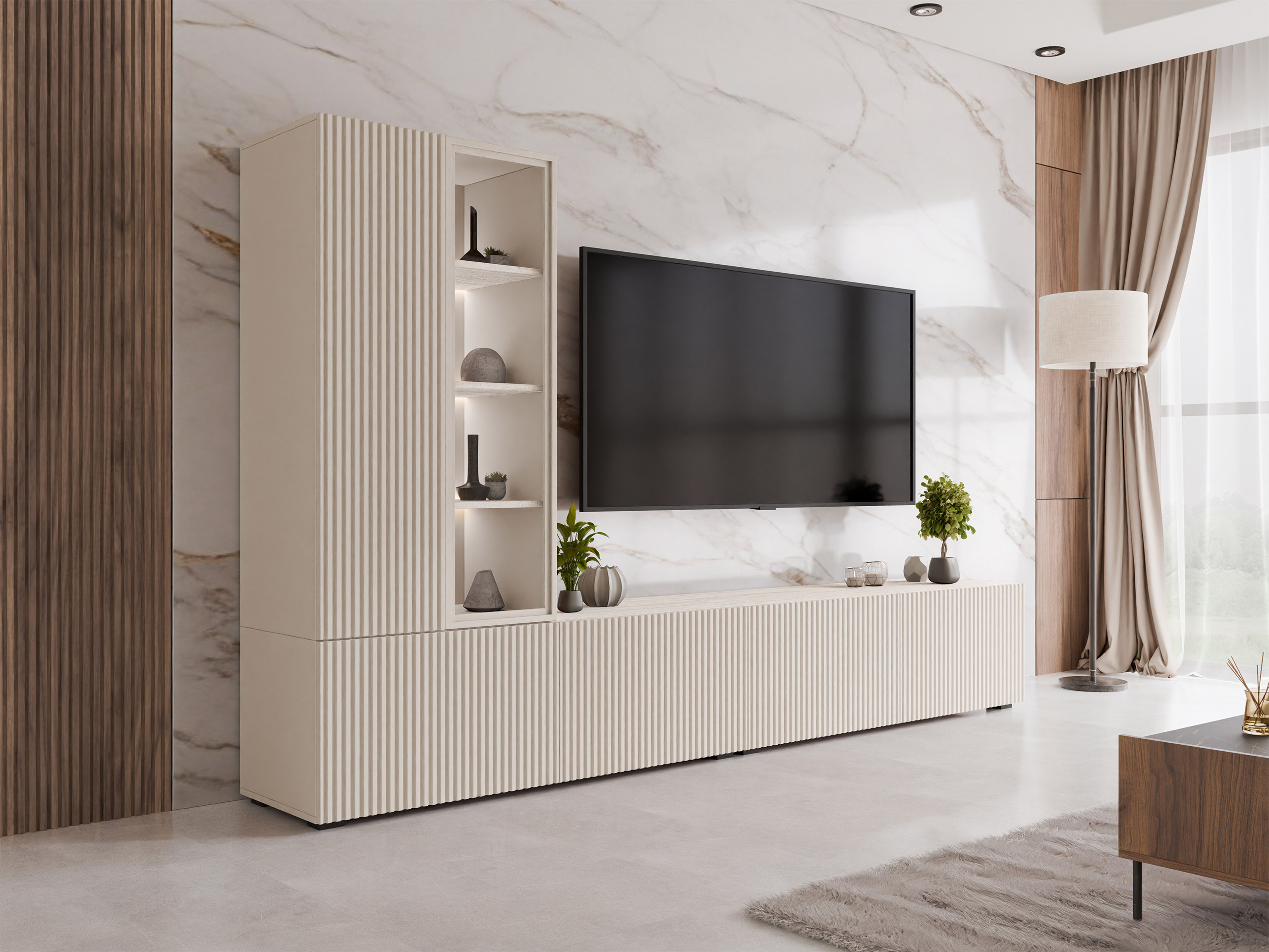 Ensemble de salon Comfivo Tutelar (Cachemire + Clair Travertine)
