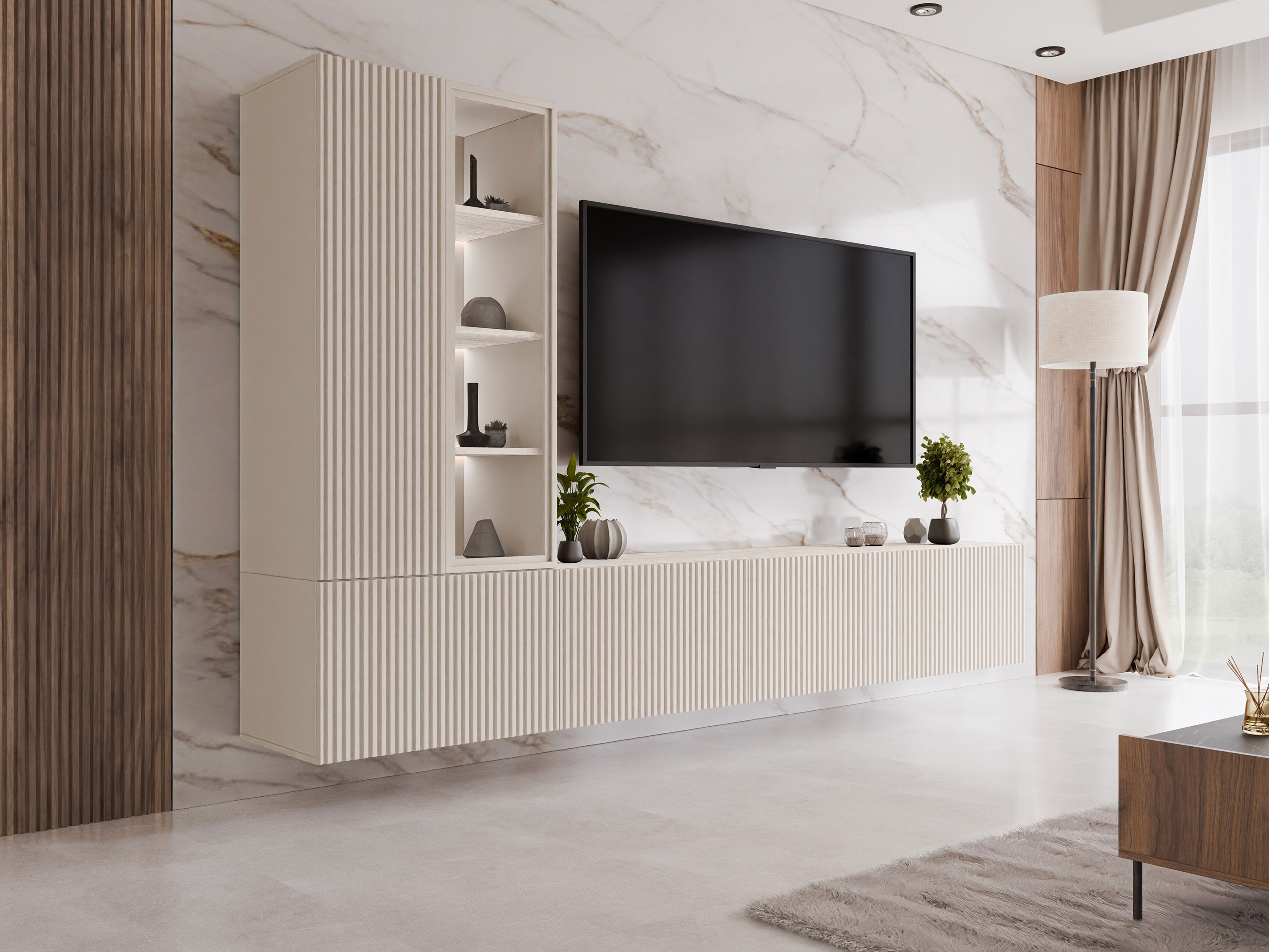 Ensemble de salon Comfivo Tutelar (Cachemire + Clair Travertine)