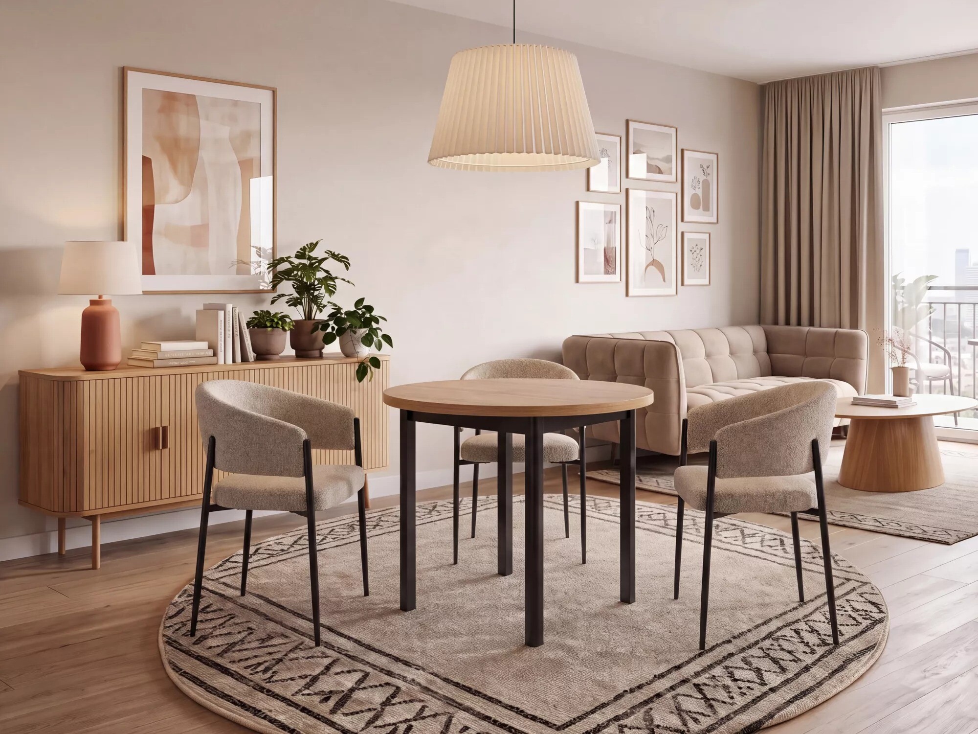 Chaise Detroit 1053 (Beige + Mat Noir)