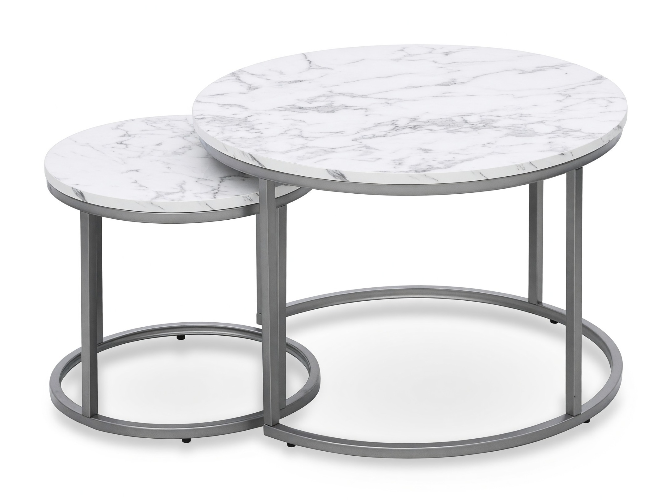 Ensemble tables basses Houston 2213 (Marbre blanc + Argent)