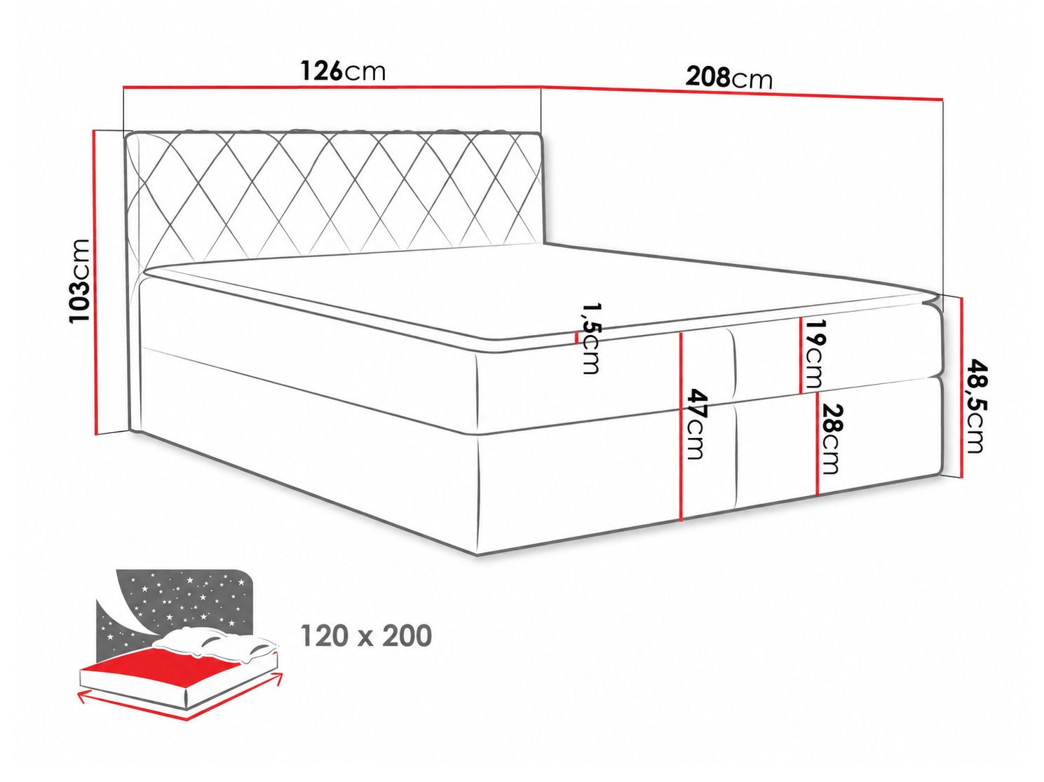 Lit boxspring Genus (Velluto 10)