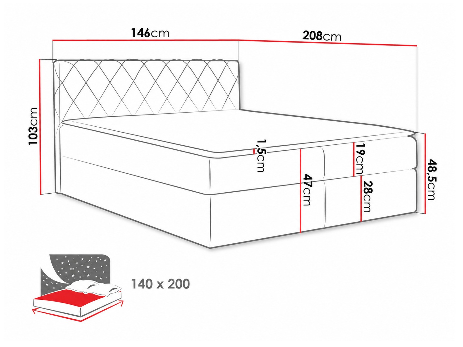 Lit boxspring Genus (Velluto 10)