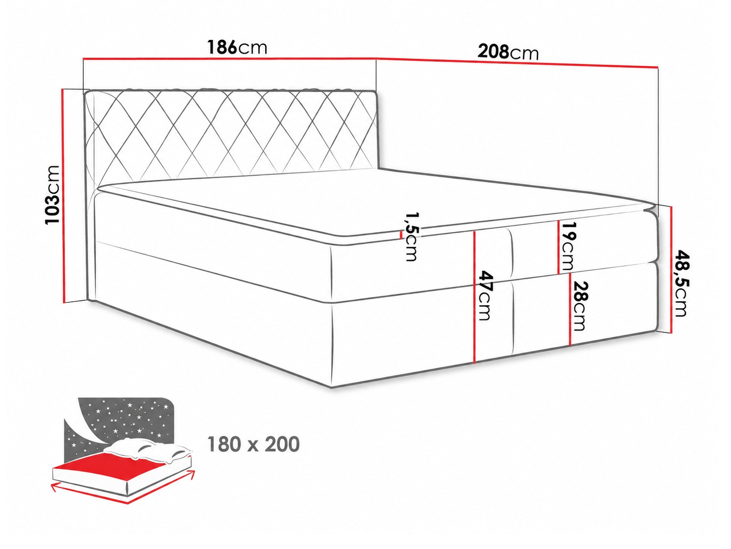 Lit boxspring Genus (Velluto 10)
