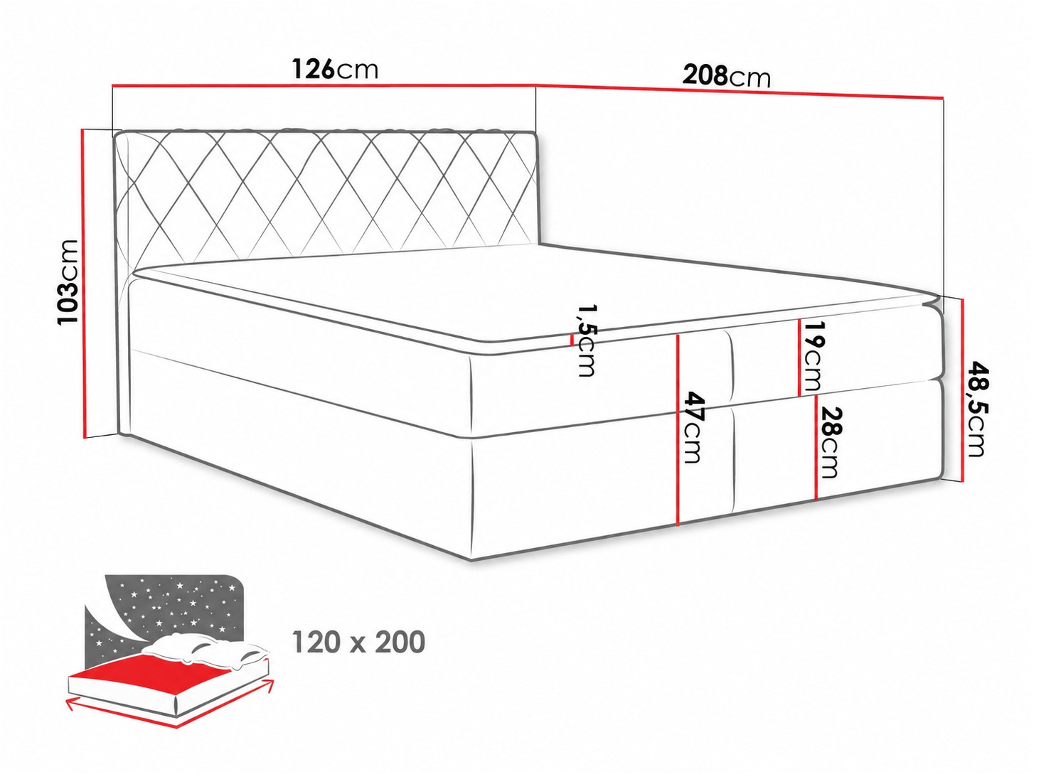 Lit boxspring Genus (Velluto 11)