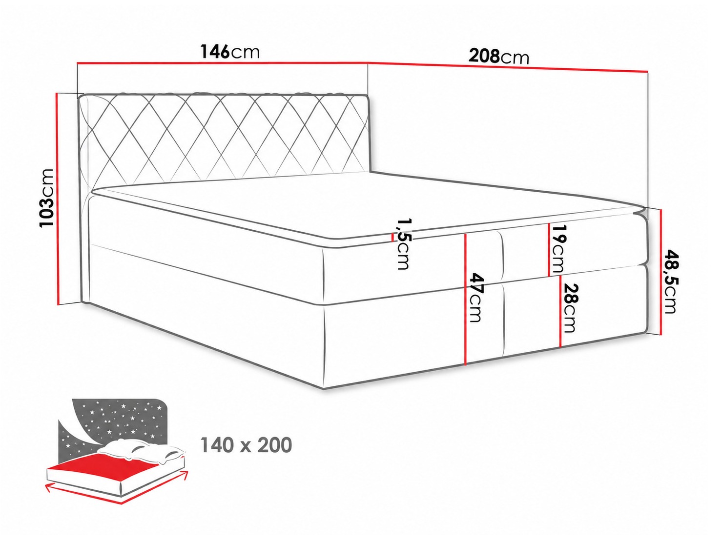 Lit boxspring Genus (Velluto 11)