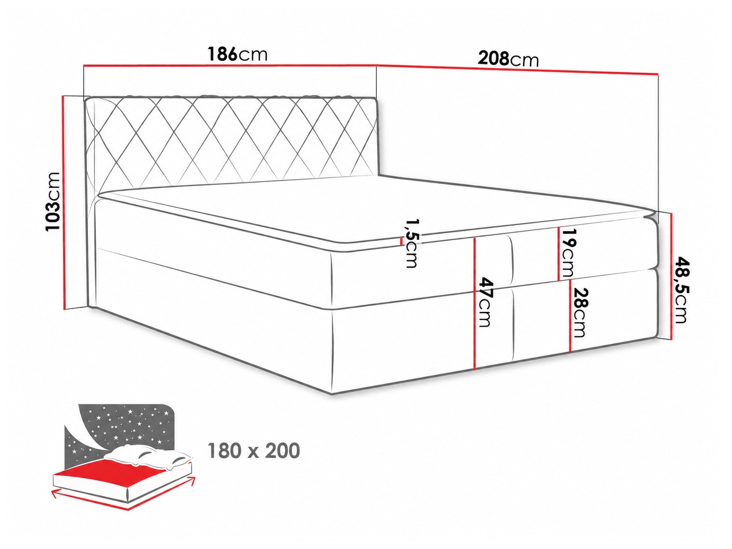 Lit boxspring Genus (Velluto 11)
