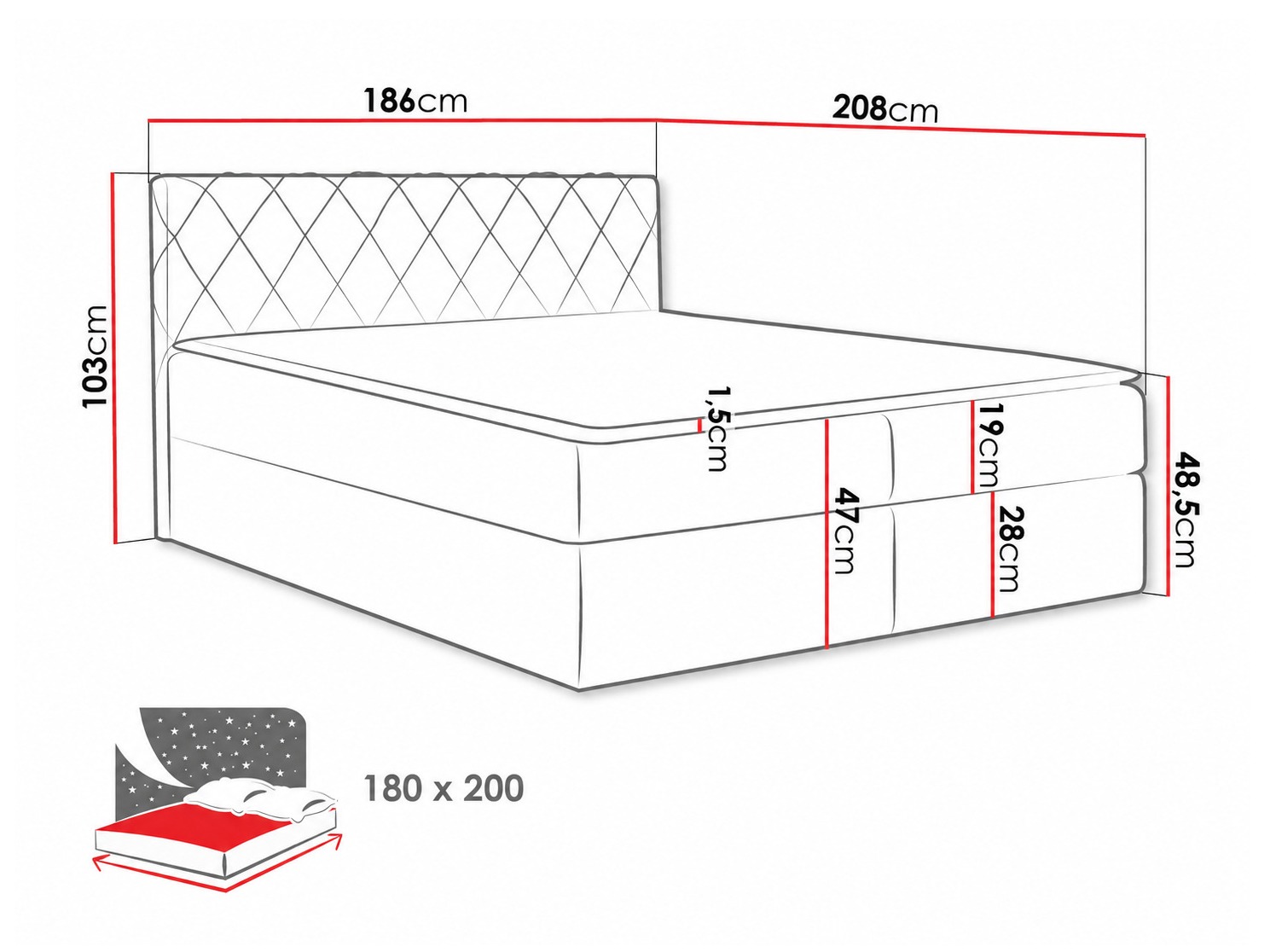 Lit boxspring Genus (Velluto 16)