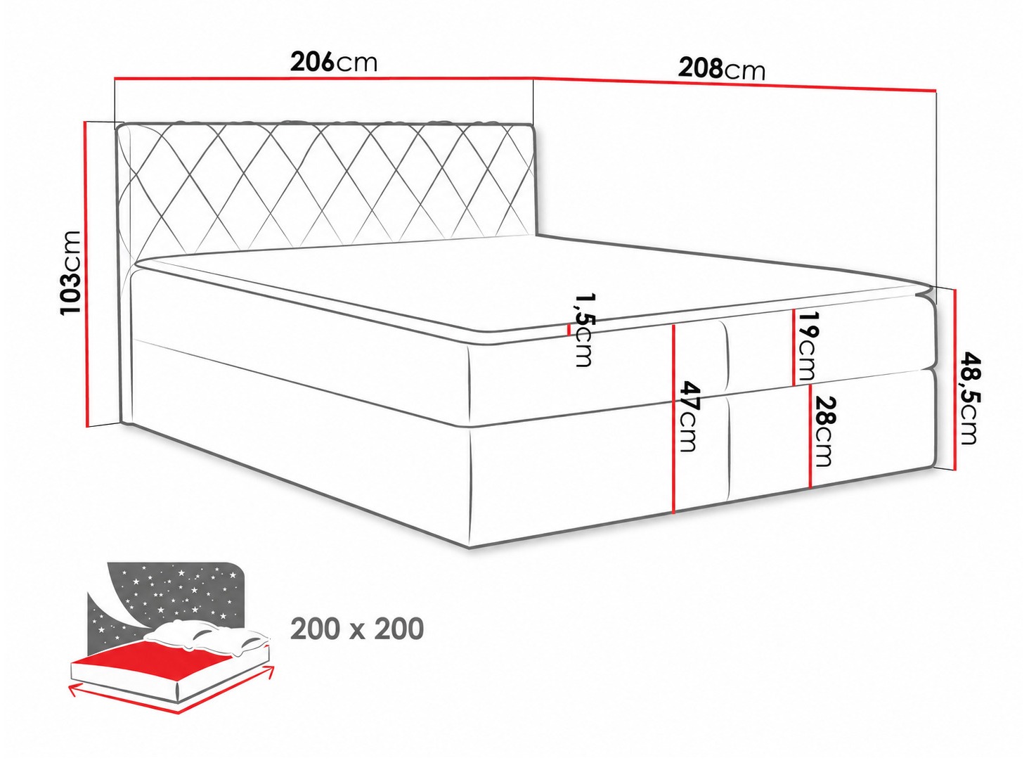 Lit boxspring Genus (Velluto 16)