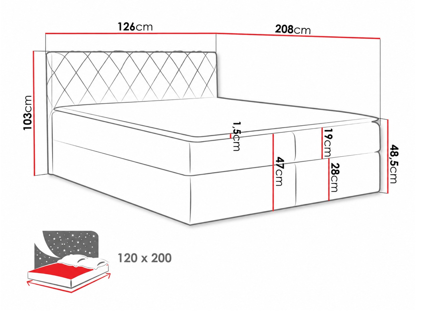 Lit boxspring Genus (Velluto 3)