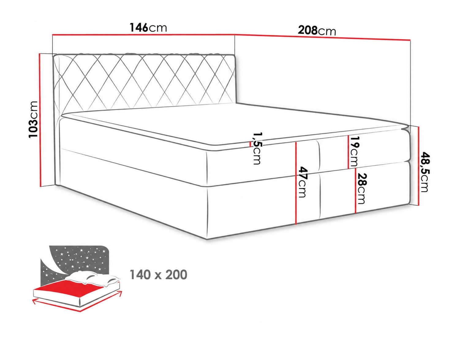 Lit boxspring Genus (Velluto 3)