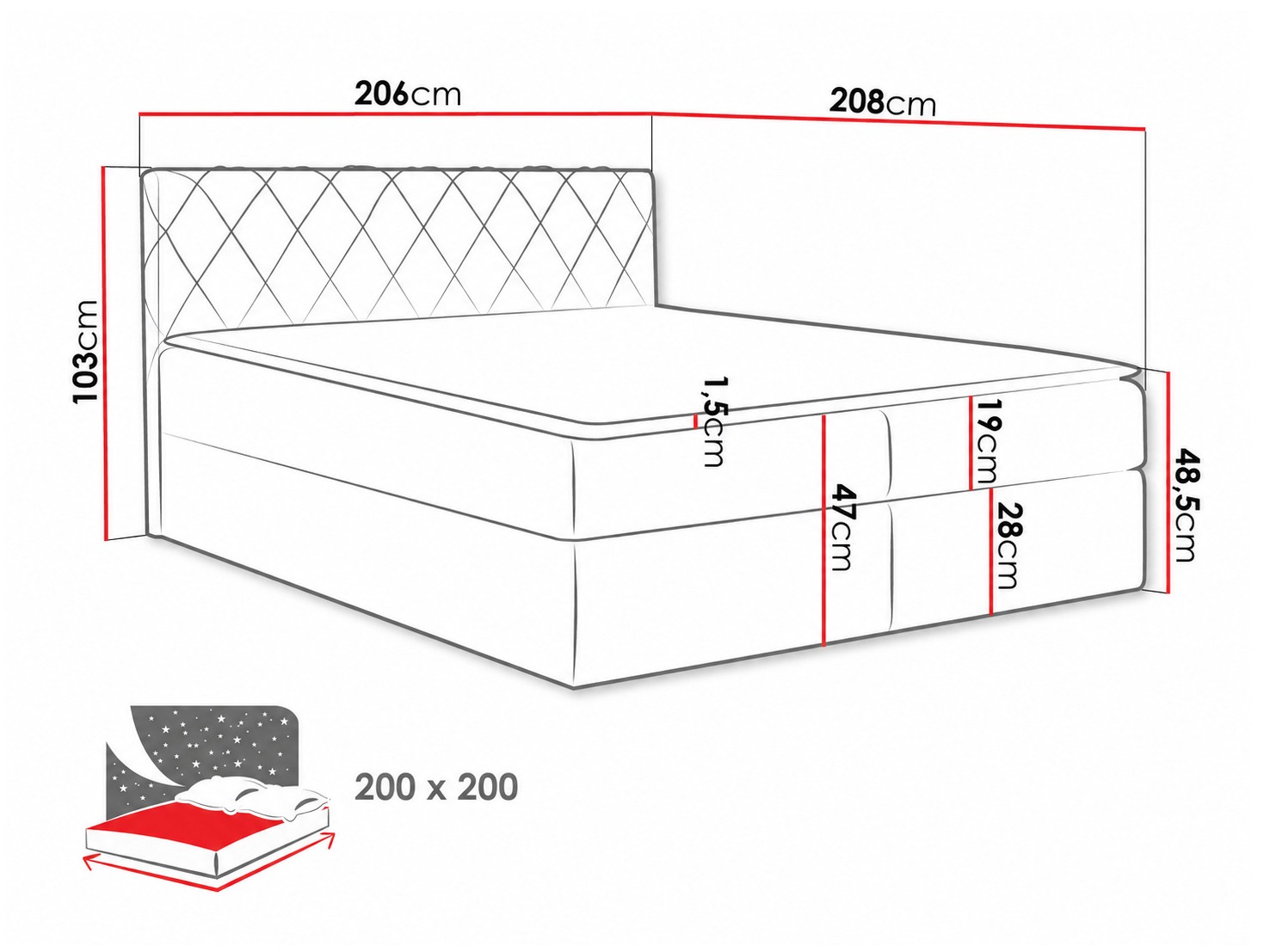 Lit boxspring Genus (Velluto 3)