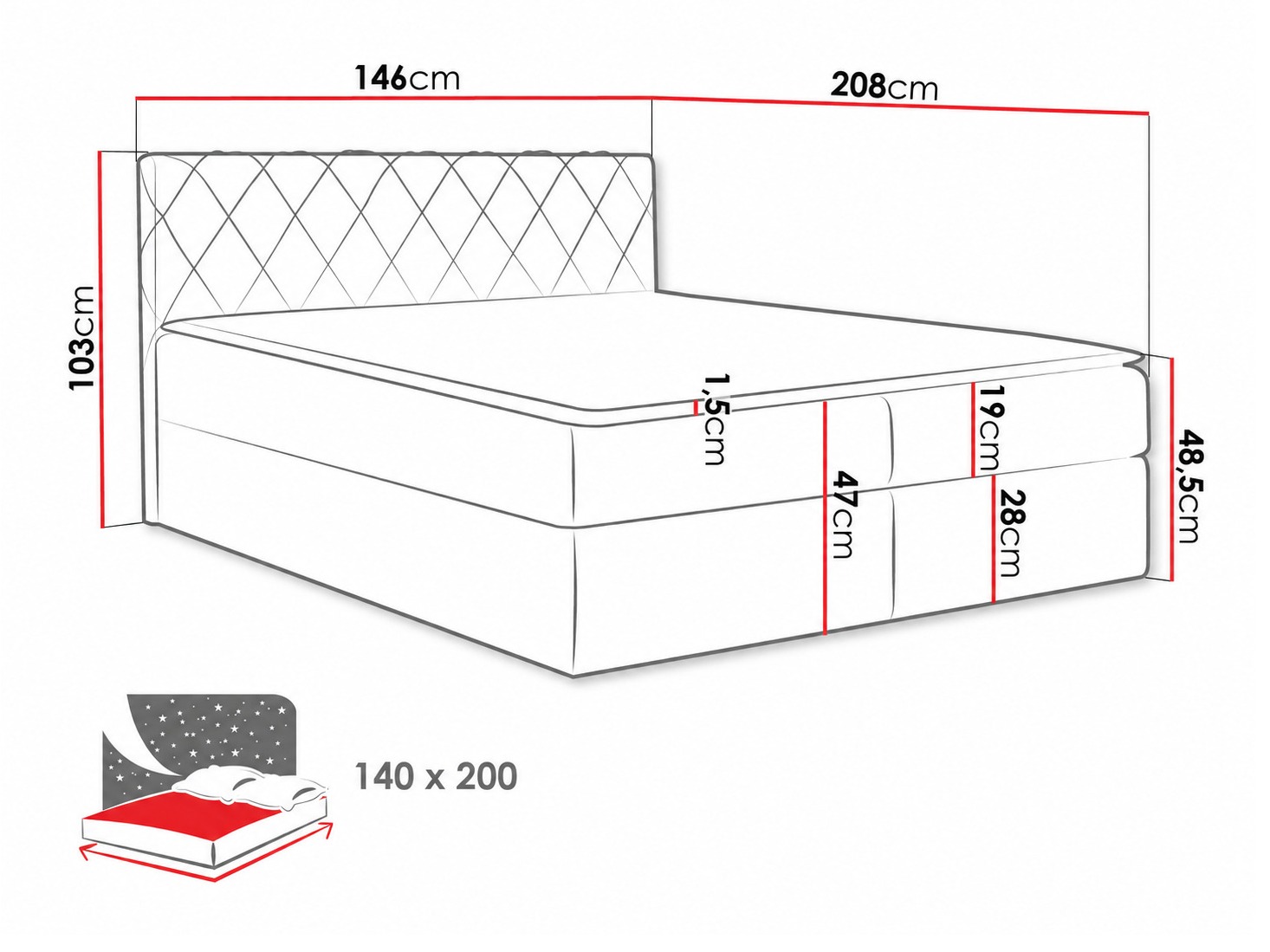 Lit boxspring Genus (Velluto 7)
