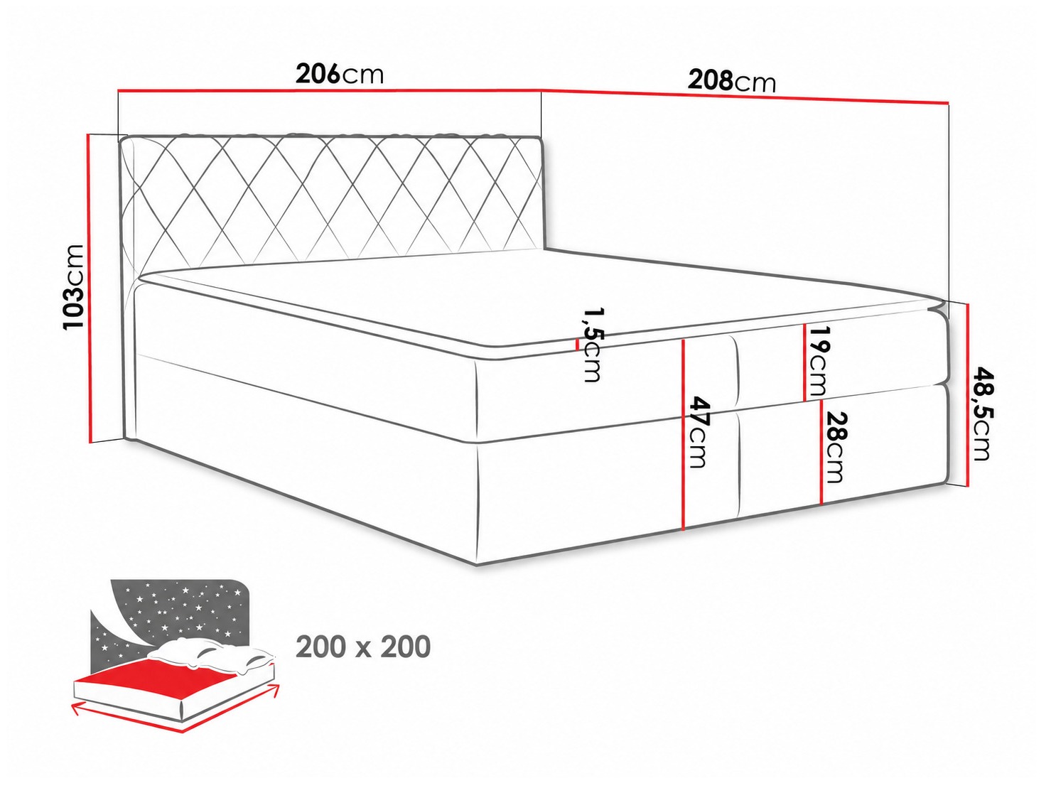 Lit boxspring Genus (Velluto 7)